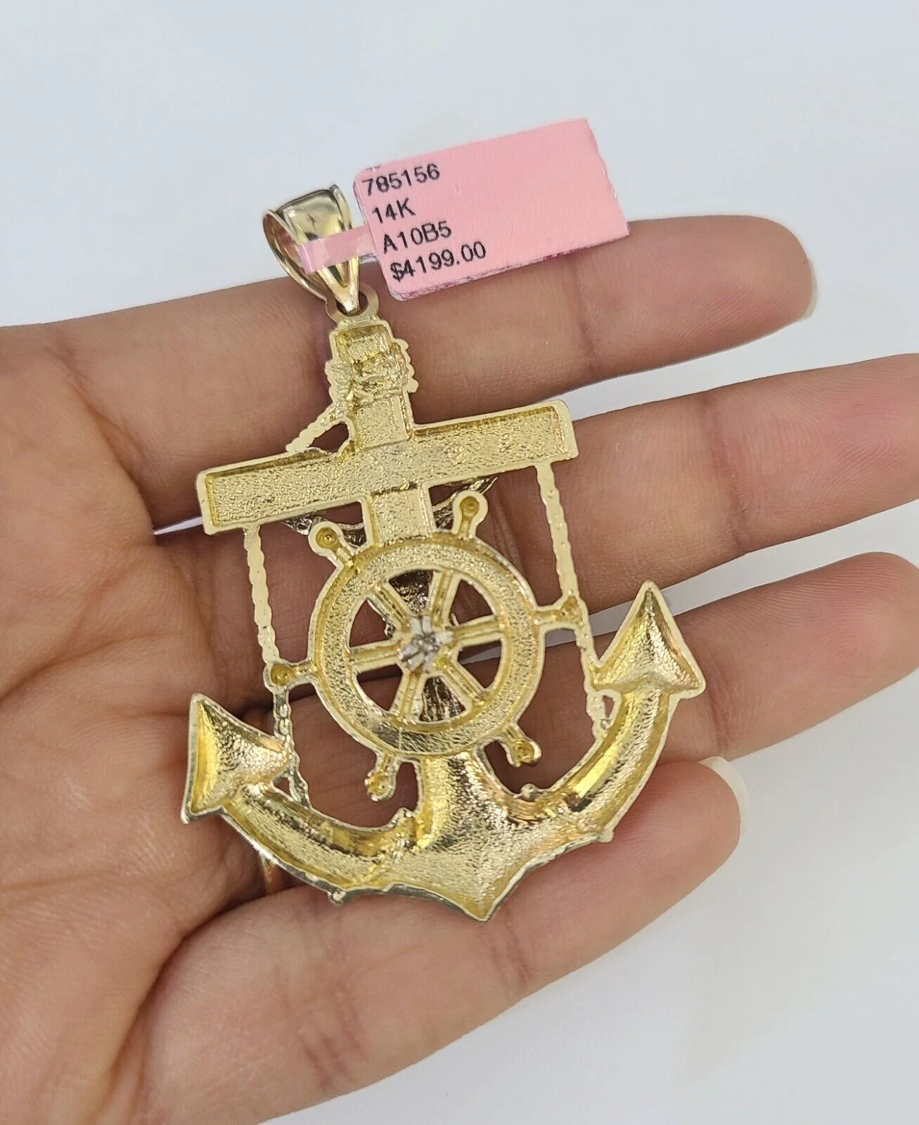 Real 14k Solid Rope Chain Jesus Anchor Charm Set 6mm 18"-30" Necklace Gold - Image 7