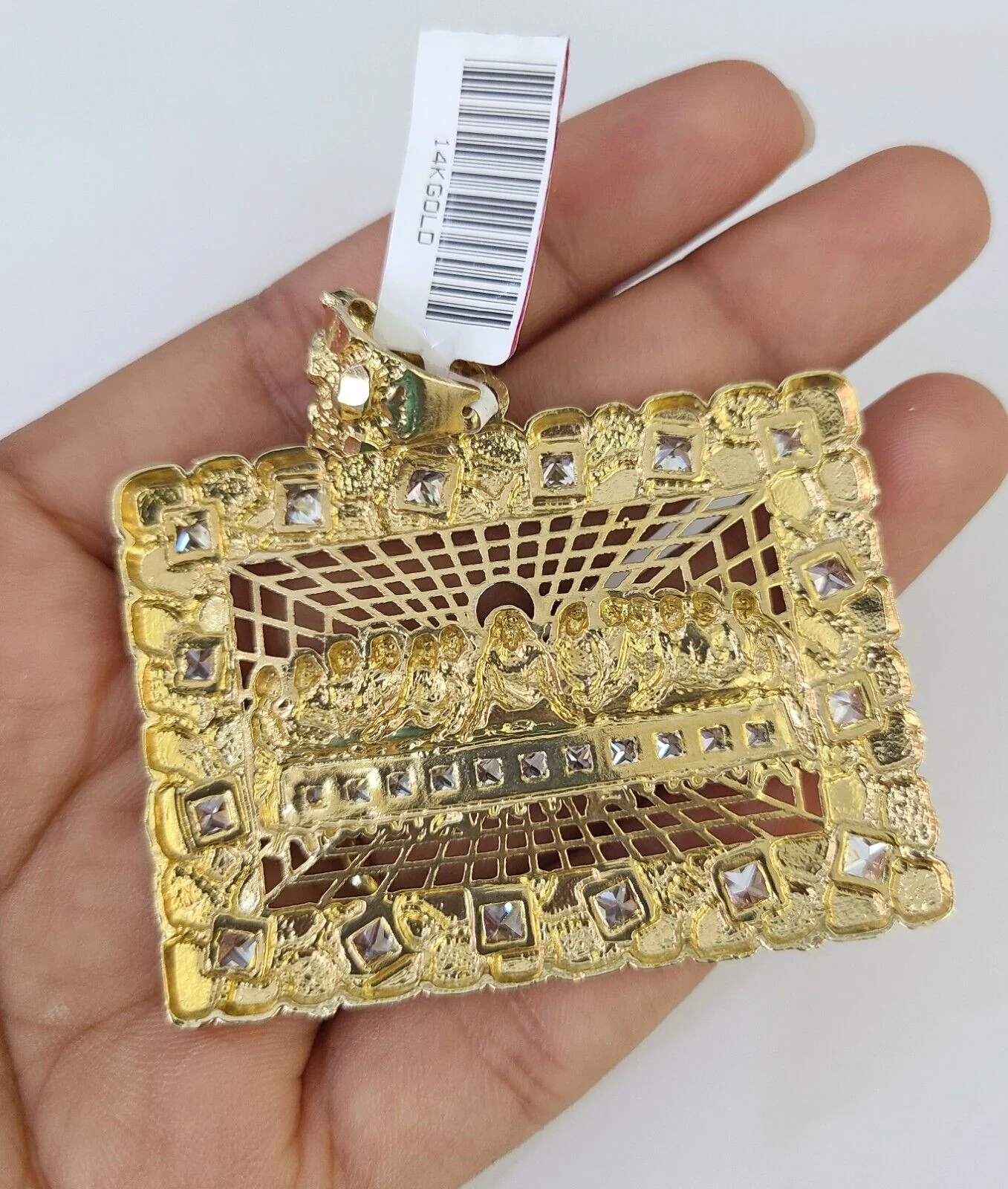 Real 14k Solid Rope Chain Last Supper Charm Set 6mm 18"-30" Necklace Gold - Image 7