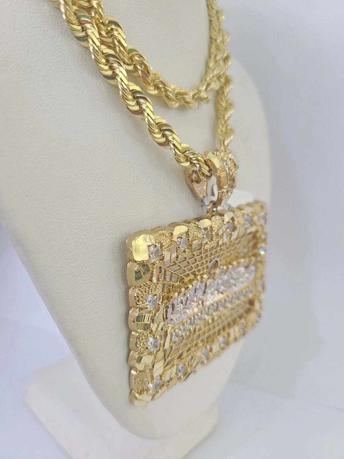 Real 14k Solid Rope Chain Last Supper Charm Set 6mm 18"-30" Necklace Gold - Image 5
