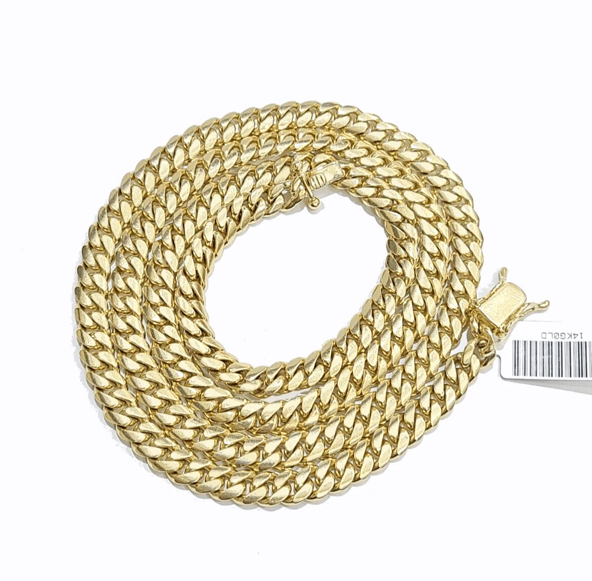 Real 14k Solid Yellow Gold Necklace Miami Cuban Chain 6mm 24" inch Unisex Chain