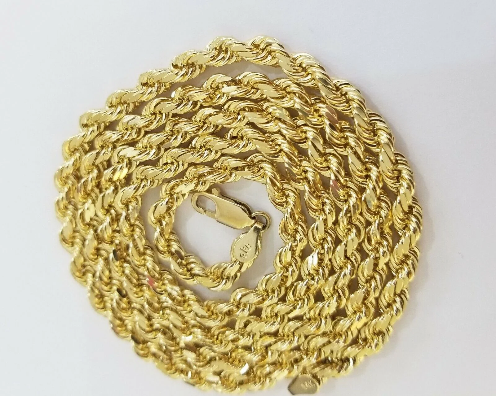 Real 14K SOLID Yellow Gold Rope Chain 4.5mm 26 Inches necklace Lobster Lock 14kt - Image 2