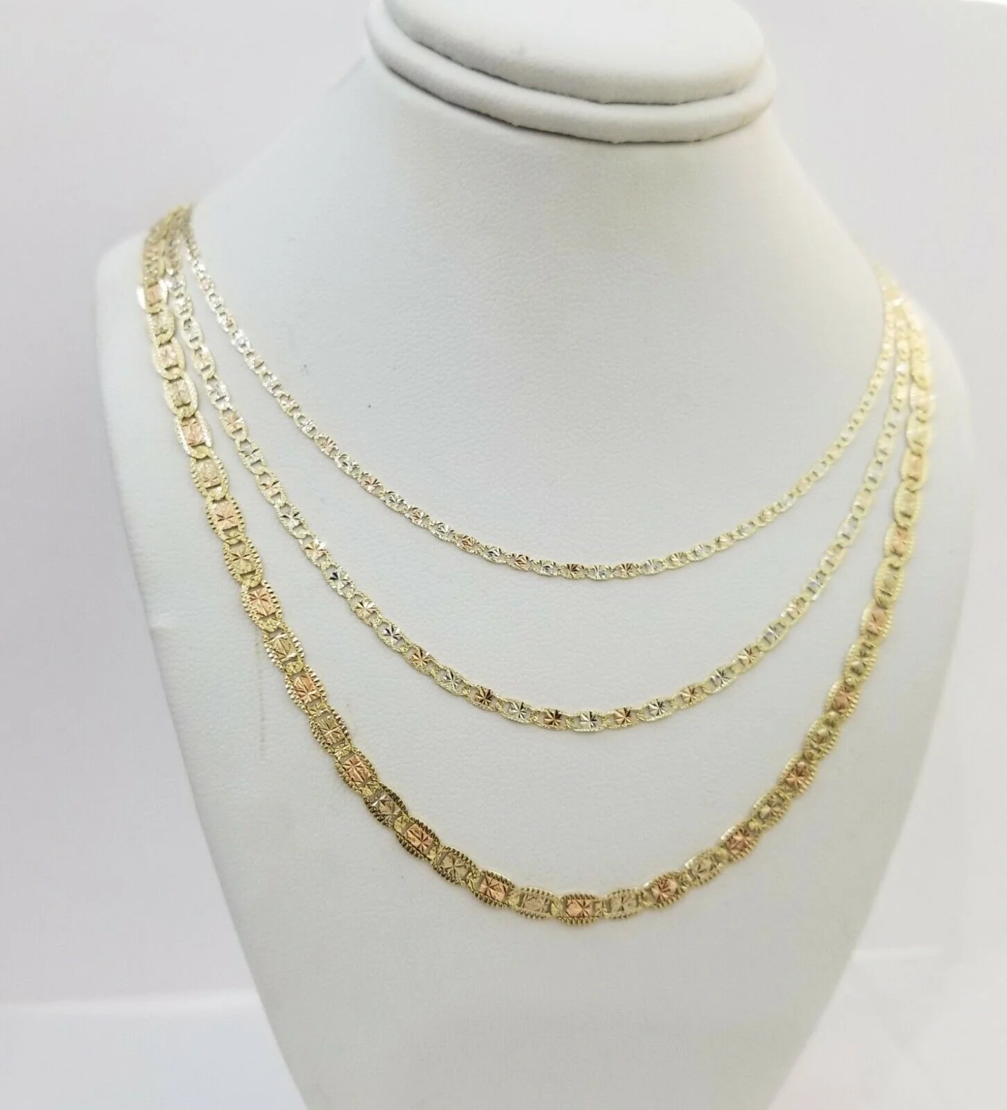 REAL 14k Trio Gold Necklace chain Ladies 3mm 3.5mm 5mm 18"-24" Women - Image 10
