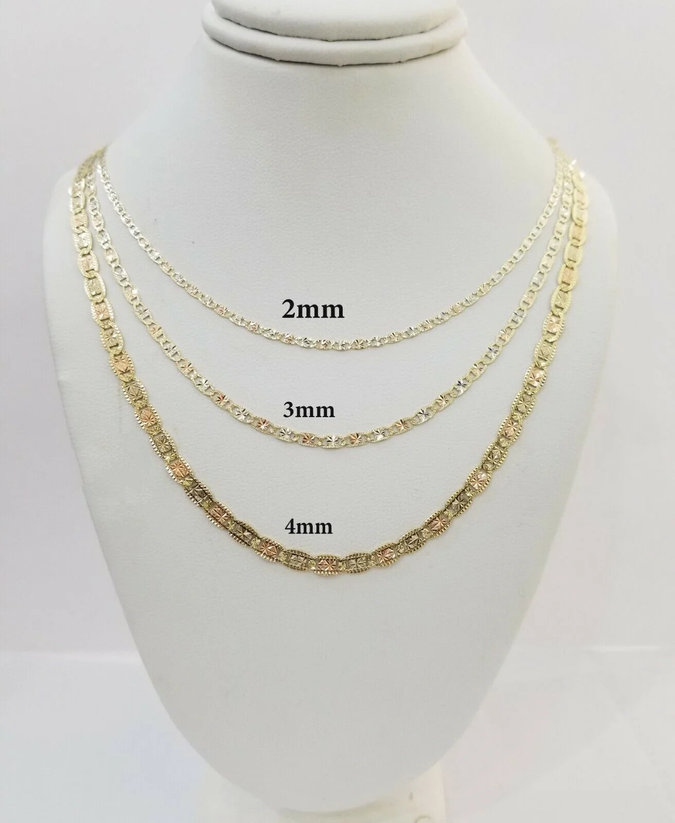 REAL 14k Trio Gold Necklace chain Ladies 3mm 3.5mm 5mm 18"-24" Women - Image 2