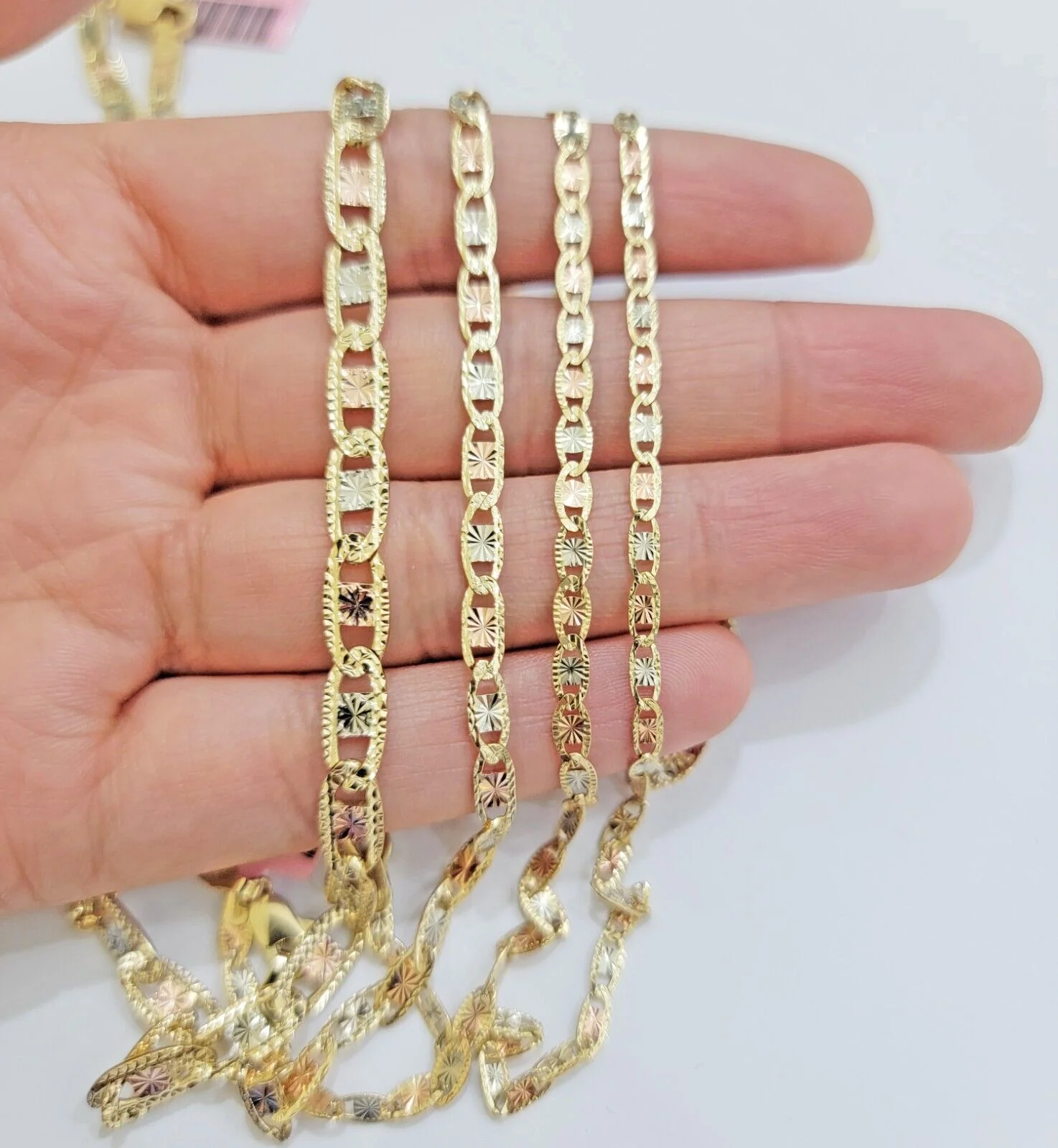 REAL 14k Trio Gold Necklace chain Ladies 3mm 3.5mm 5mm 18"-24" Women - Image 4