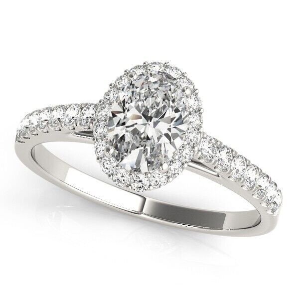 Real 14k White Gold IGI Certified 1.25CT Lab Created VS Diamond Ring Oval Shaped Ring Sizes 6,7,8,9,10,11 & 12