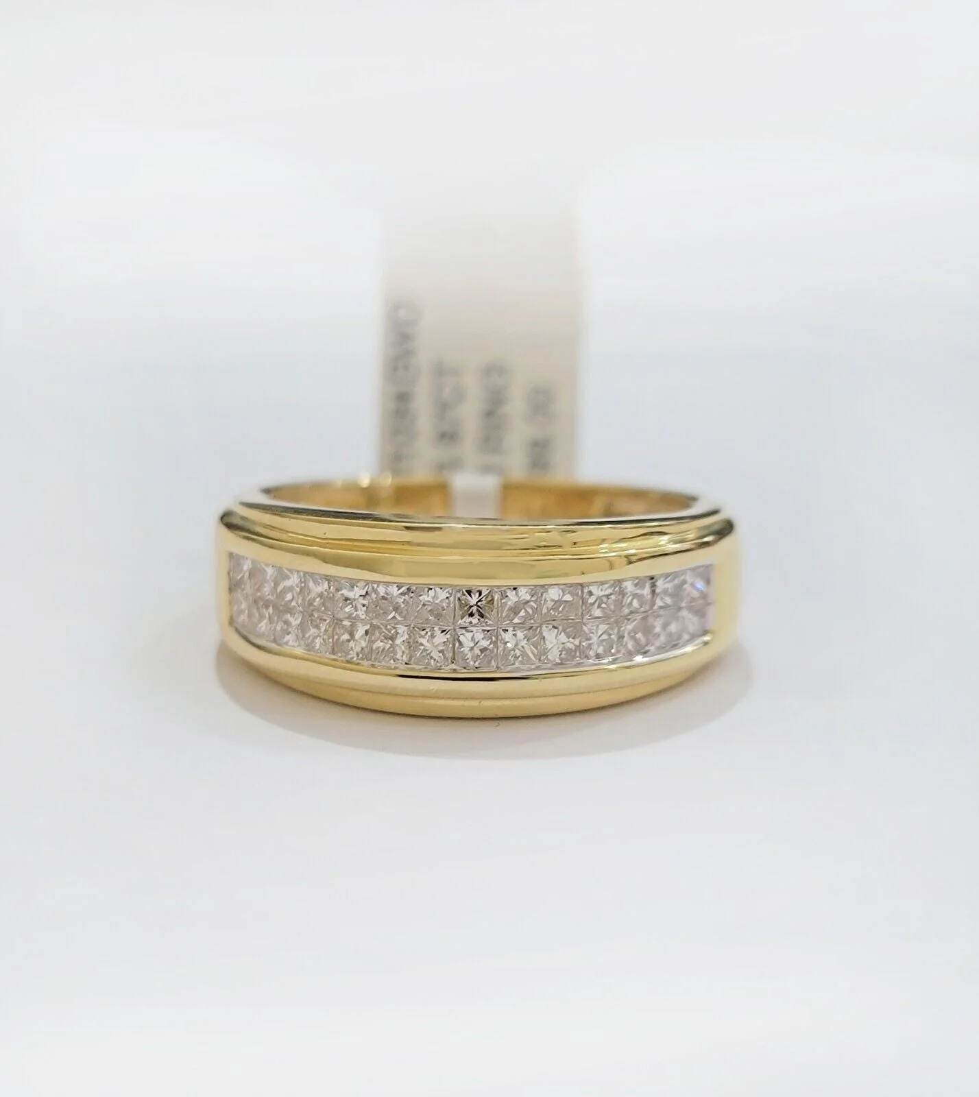 Real 14k Yellow Diamond Ring Mens Band 0.97 Ct Princess Cut Wedding Engagement - Image 5