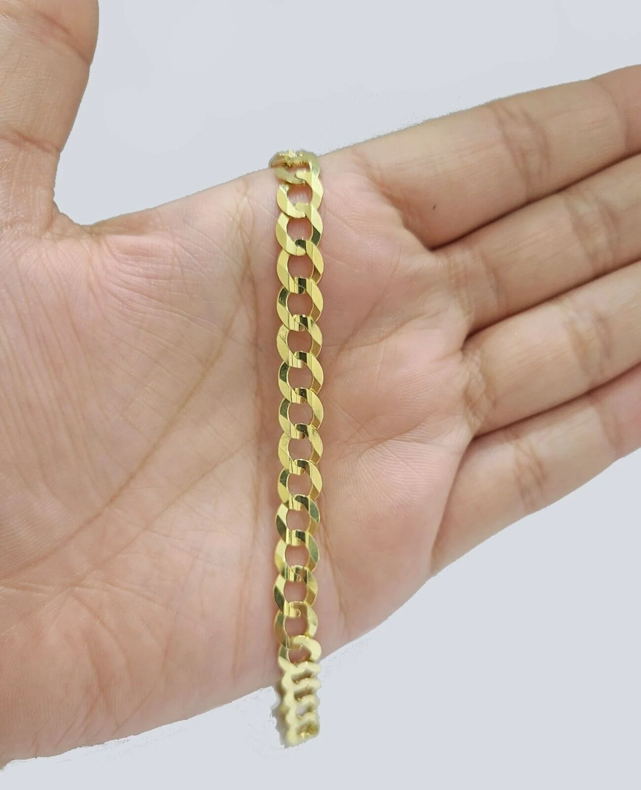 Real 14k Yellow Gold 7mm Cuban Curb Link Bracelet 9''inch 14kt Unisex - Image 2