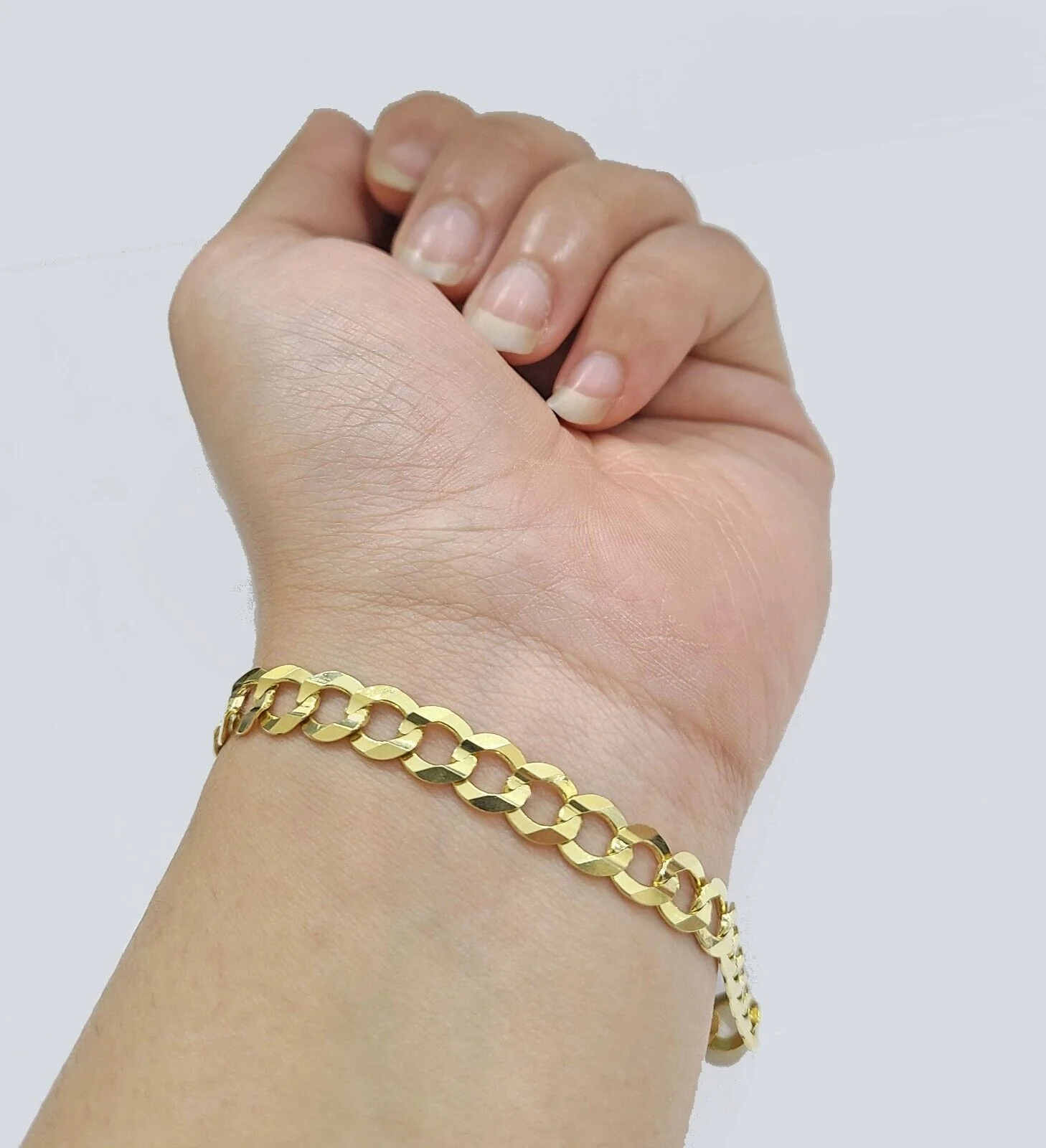 Real 14k Yellow Gold 7mm Cuban Curb Link Bracelet 9''inch 14kt Unisex - Image 3