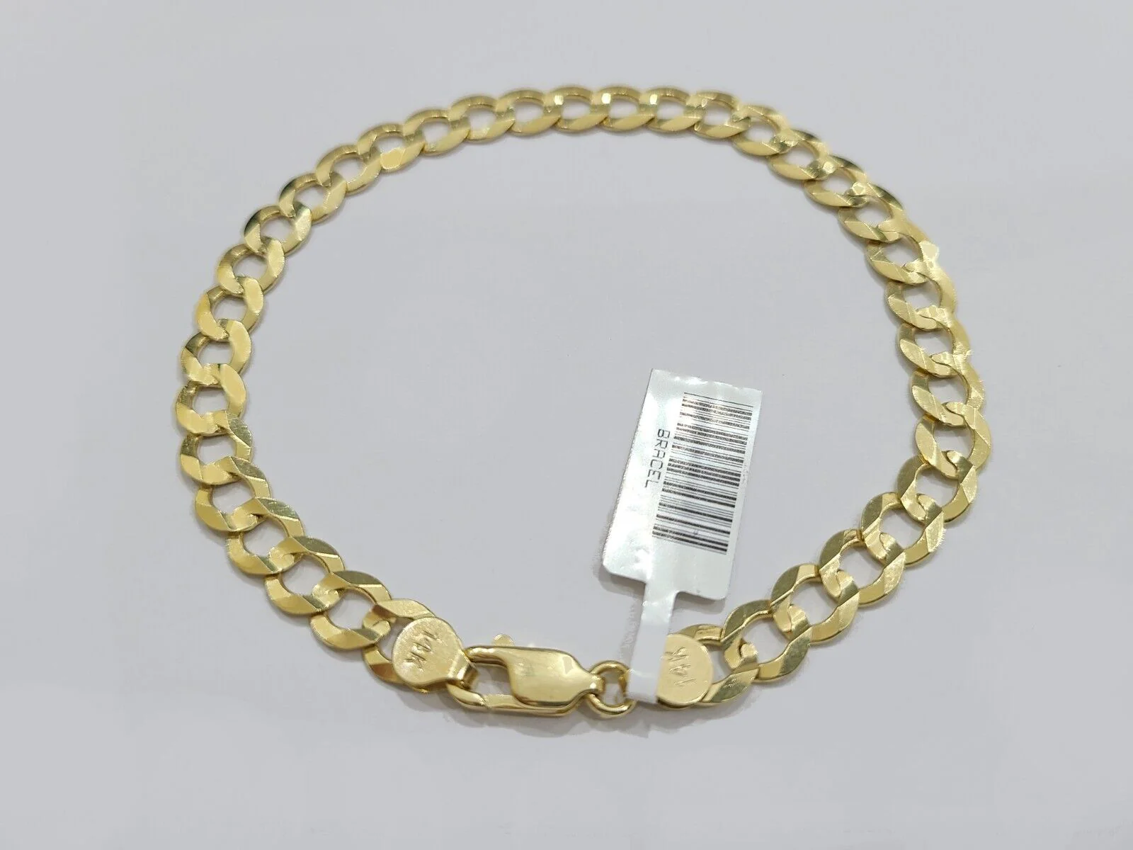 Real 14k Yellow Gold 7mm Cuban Curb Link Bracelet 9''inch 14kt Unisex - Image 4