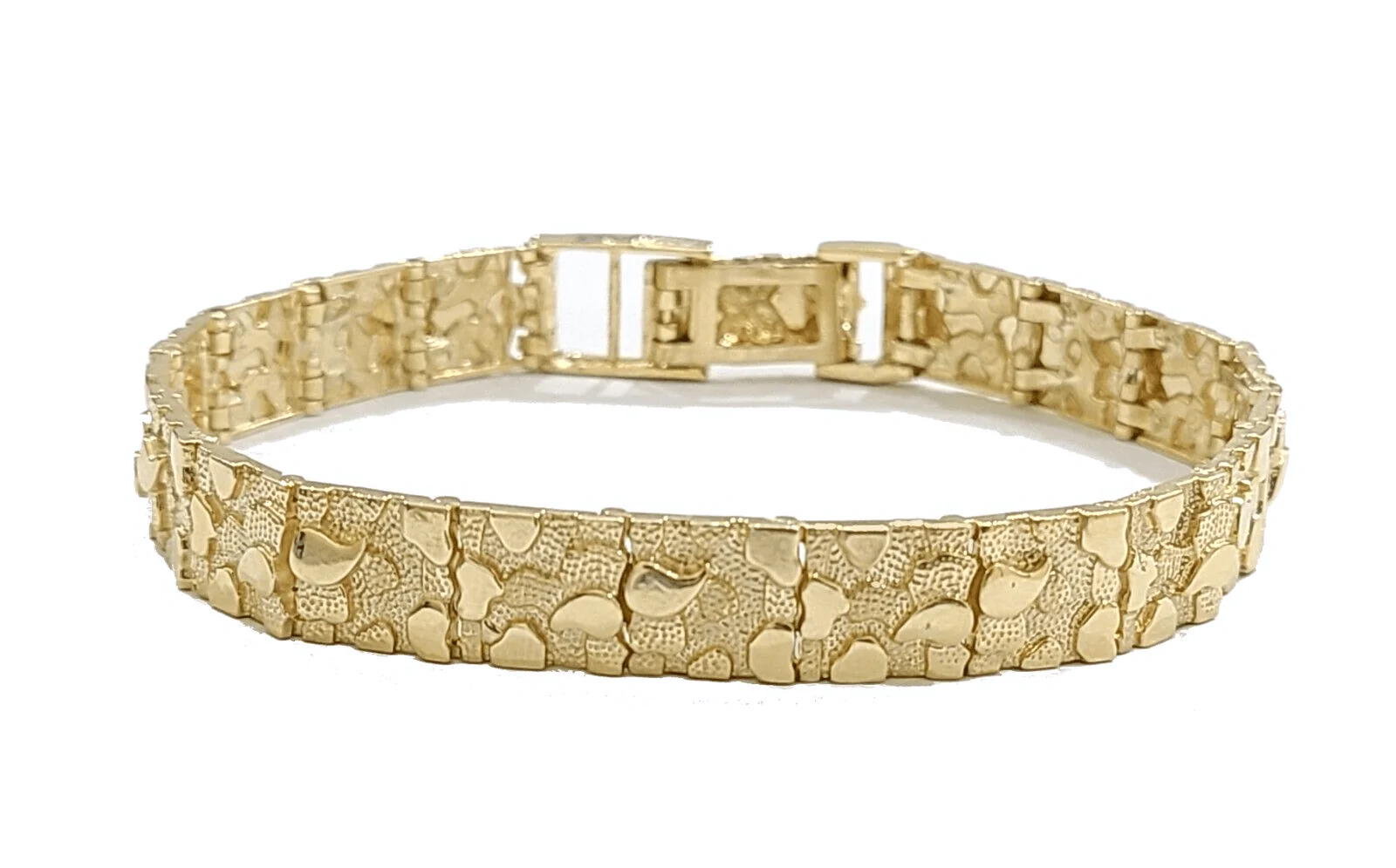 Real 14k Yellow Gold 9mm Nugget Bracelet 8.5" inch 14kt Unisex Men Women