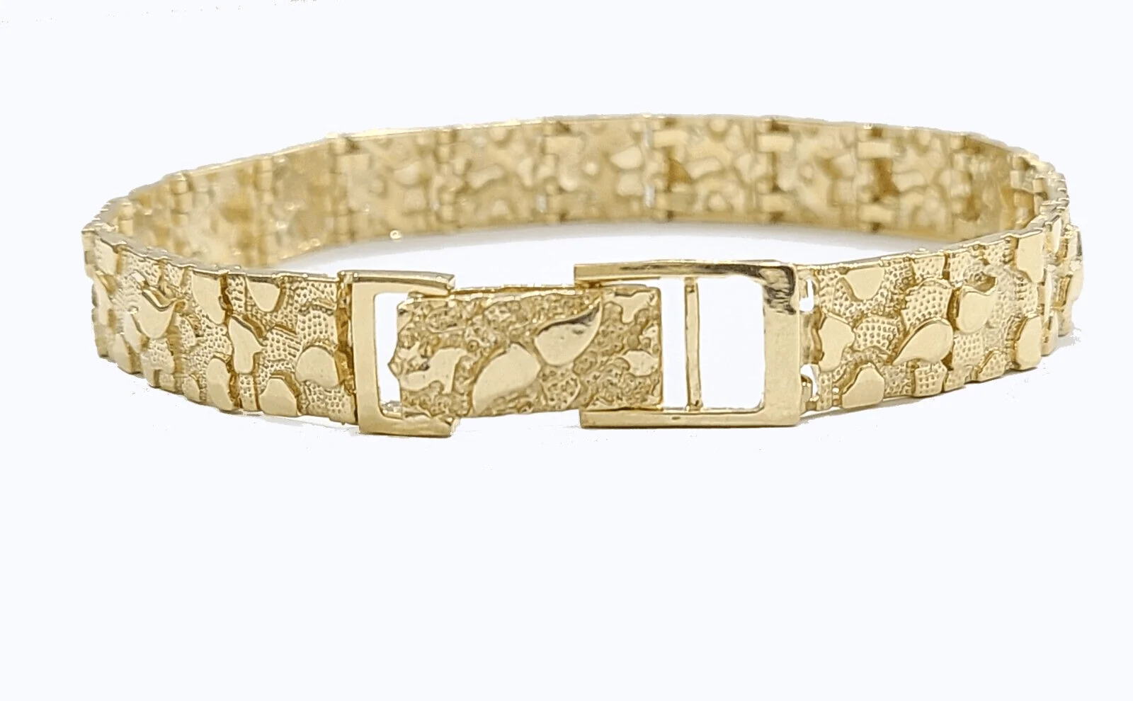 Real 14k Yellow Gold 9mm Nugget Bracelet 8.5" inch 14kt Unisex Men Women - Image 2
