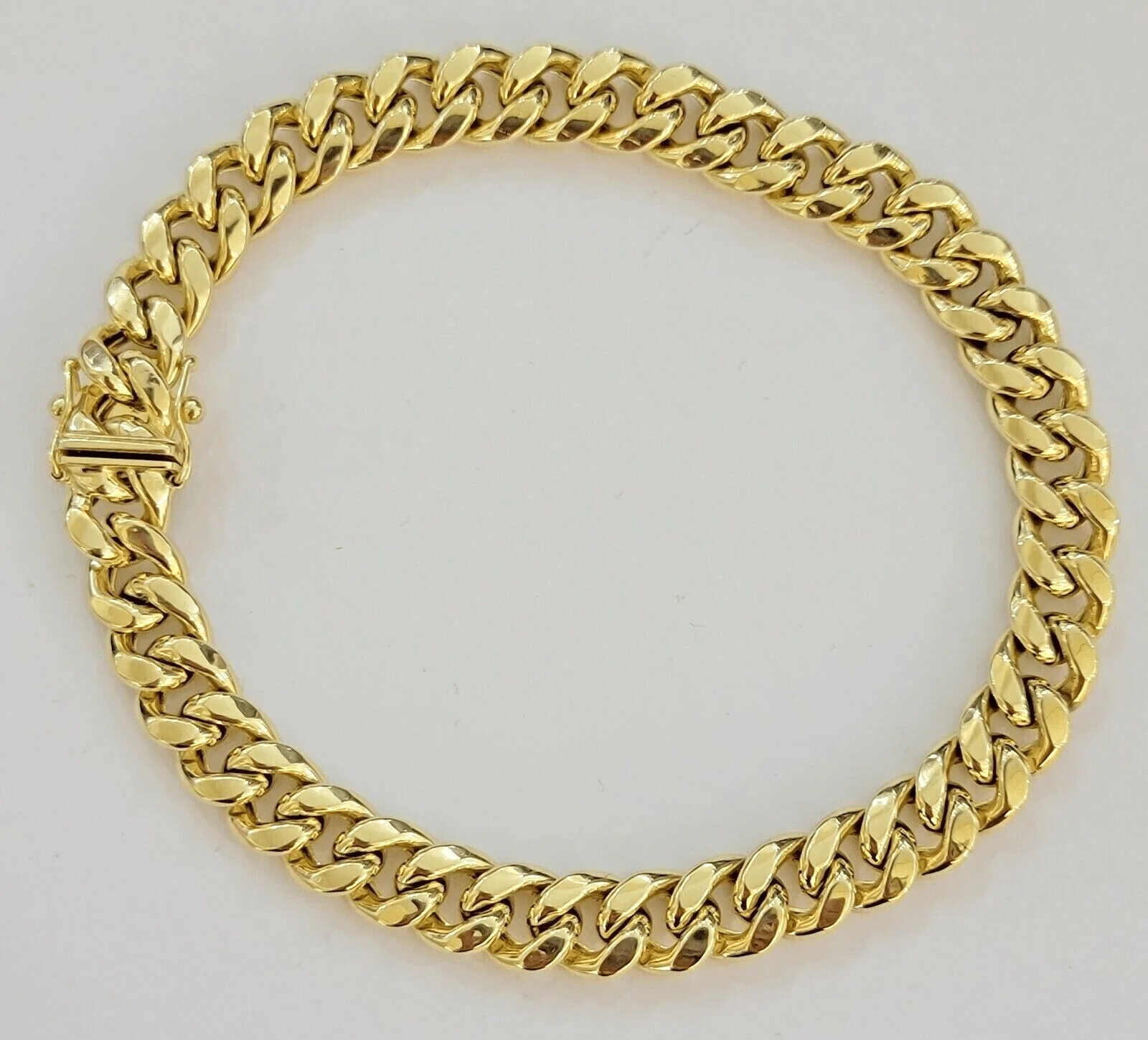 Real 14k Yellow Gold Bracelet 8 inch Miami Cuban Link 8mm mens 14kt Box Lock - Image 5