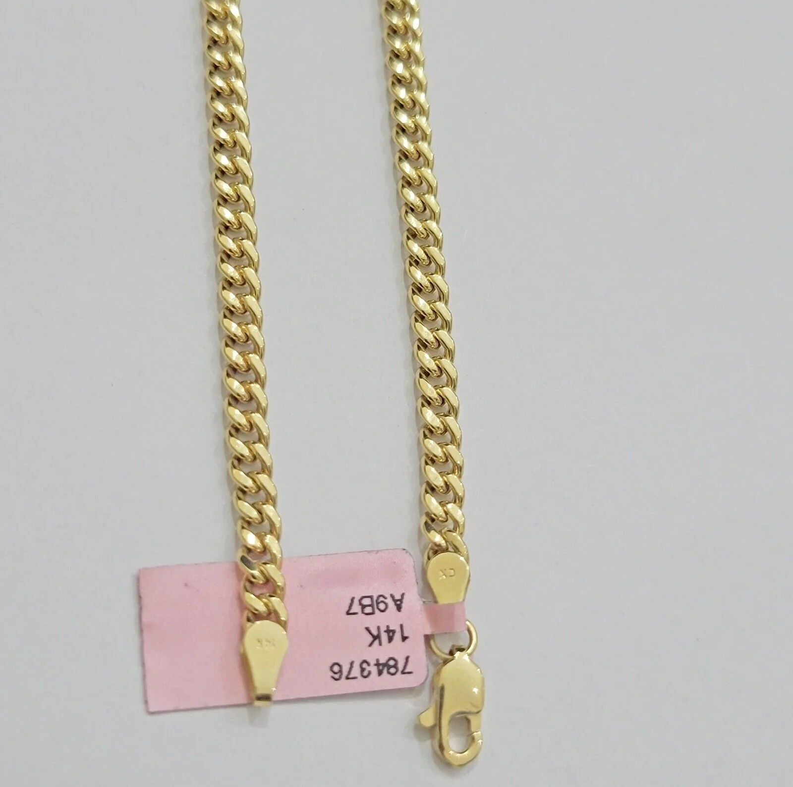 Real 14K Yellow Gold Chain Necklace Miami Cuban Link Chain 3.5mm 18" - 26'' Inch - Image 10