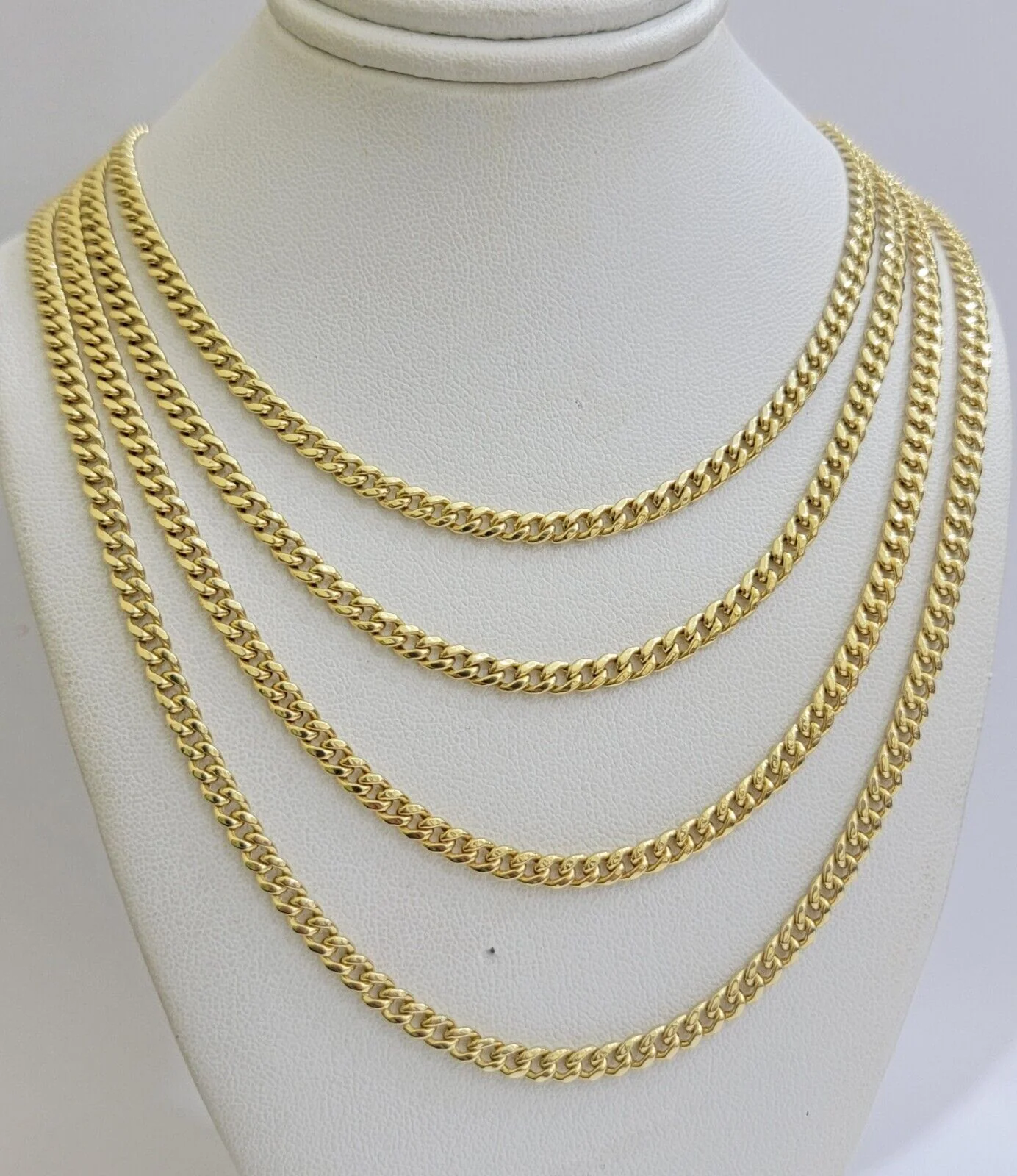 Real 14K Yellow Gold Chain Necklace Miami Cuban Link Chain 3.5mm 18" - 26'' Inch - Image 11