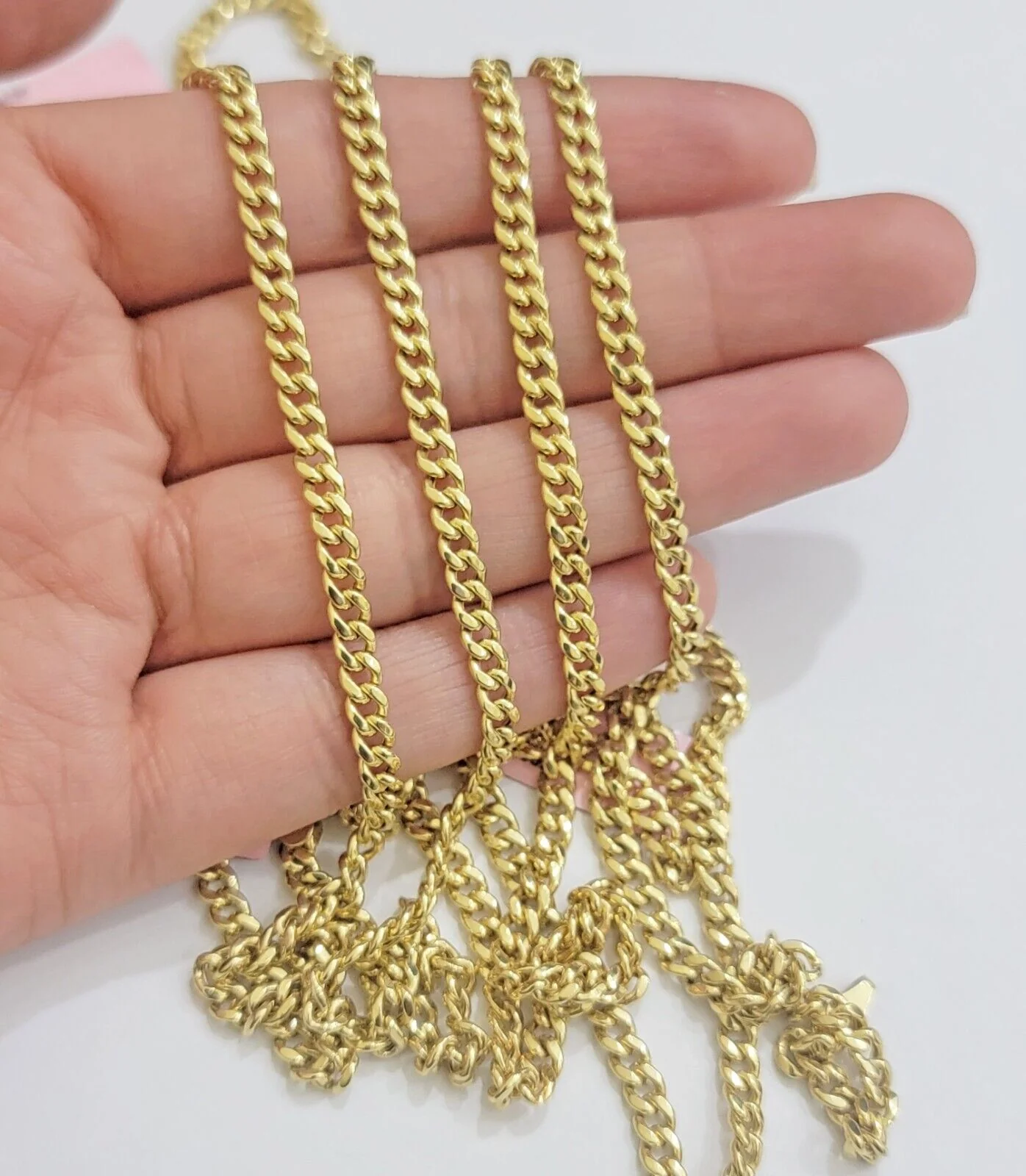 Real 14K Yellow Gold Chain Necklace Miami Cuban Link Chain 3.5mm 18" - 26'' Inch - Image 2