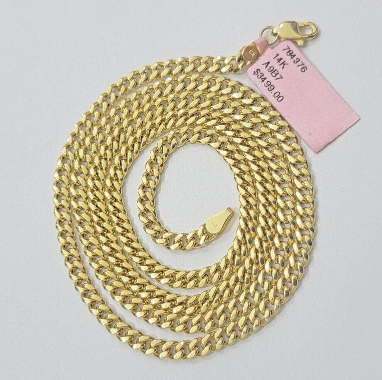 Real 14K Yellow Gold Chain Necklace Miami Cuban Link Chain 3.5mm 18" - 26'' Inch - Image 3