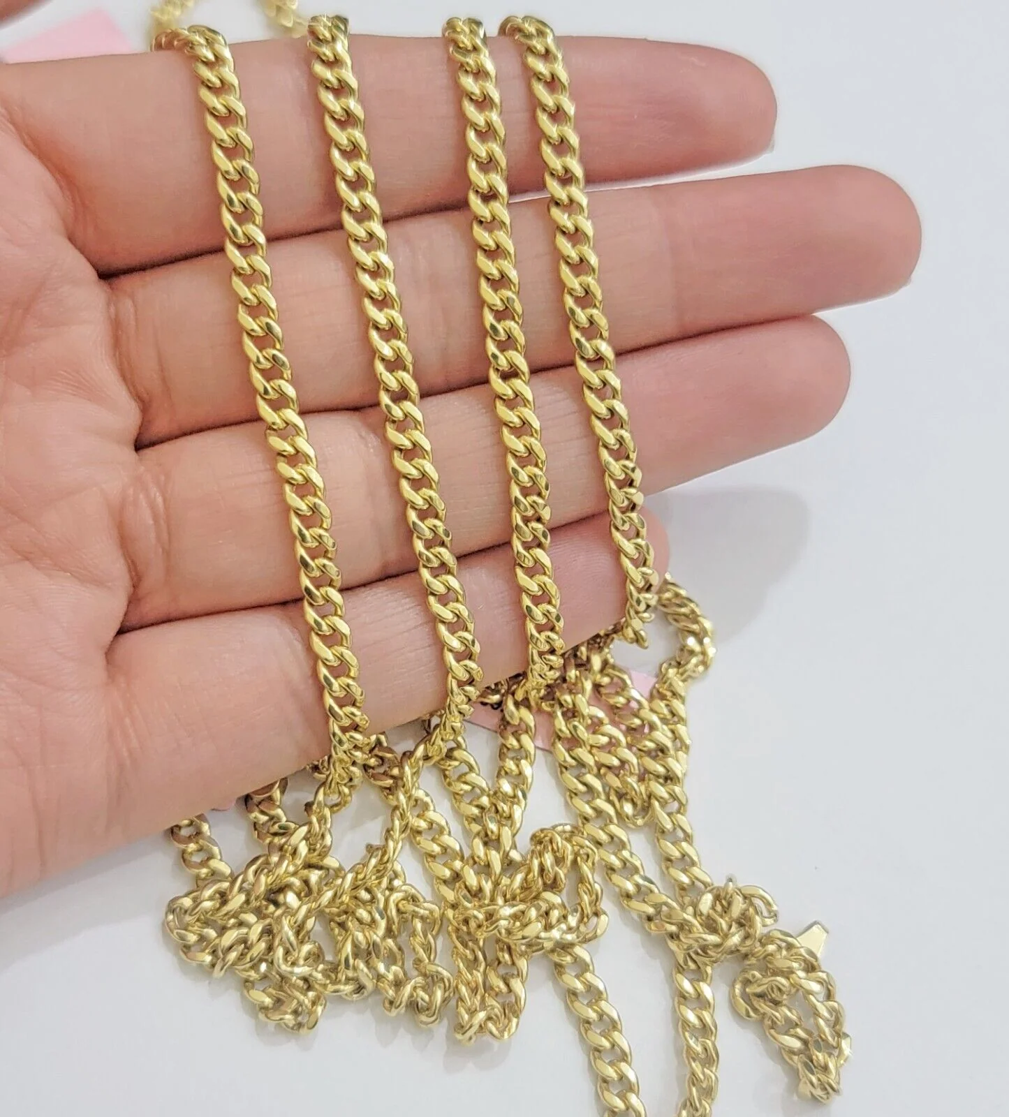 Real 14K Yellow Gold Chain Necklace Miami Cuban Link Chain 3.5mm 18" - 26'' Inch - Image 6