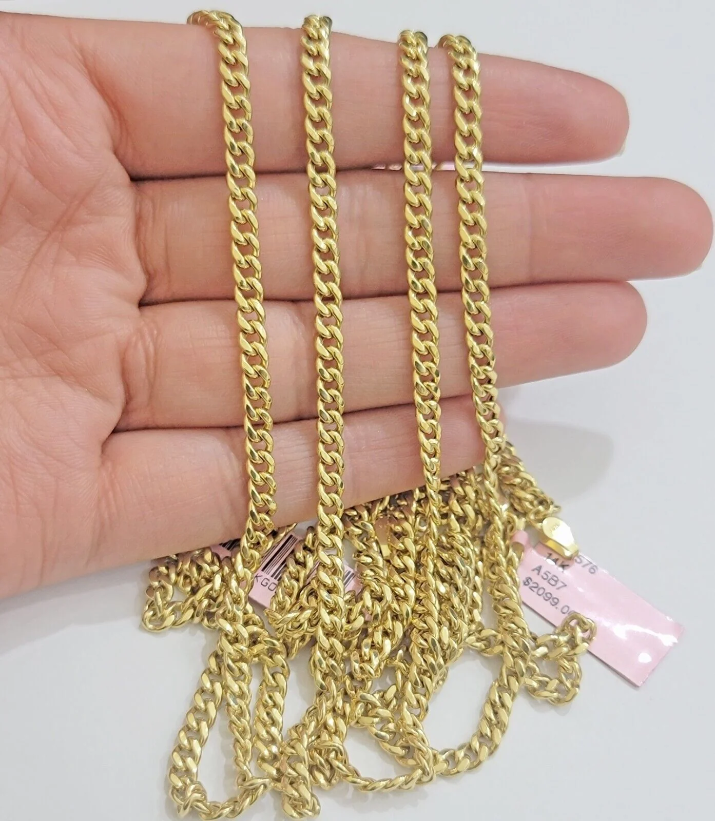 Real 14K Yellow Gold Chain Necklace Miami Cuban Link Chain 3.5mm 18" - 26'' Inch - Image 9