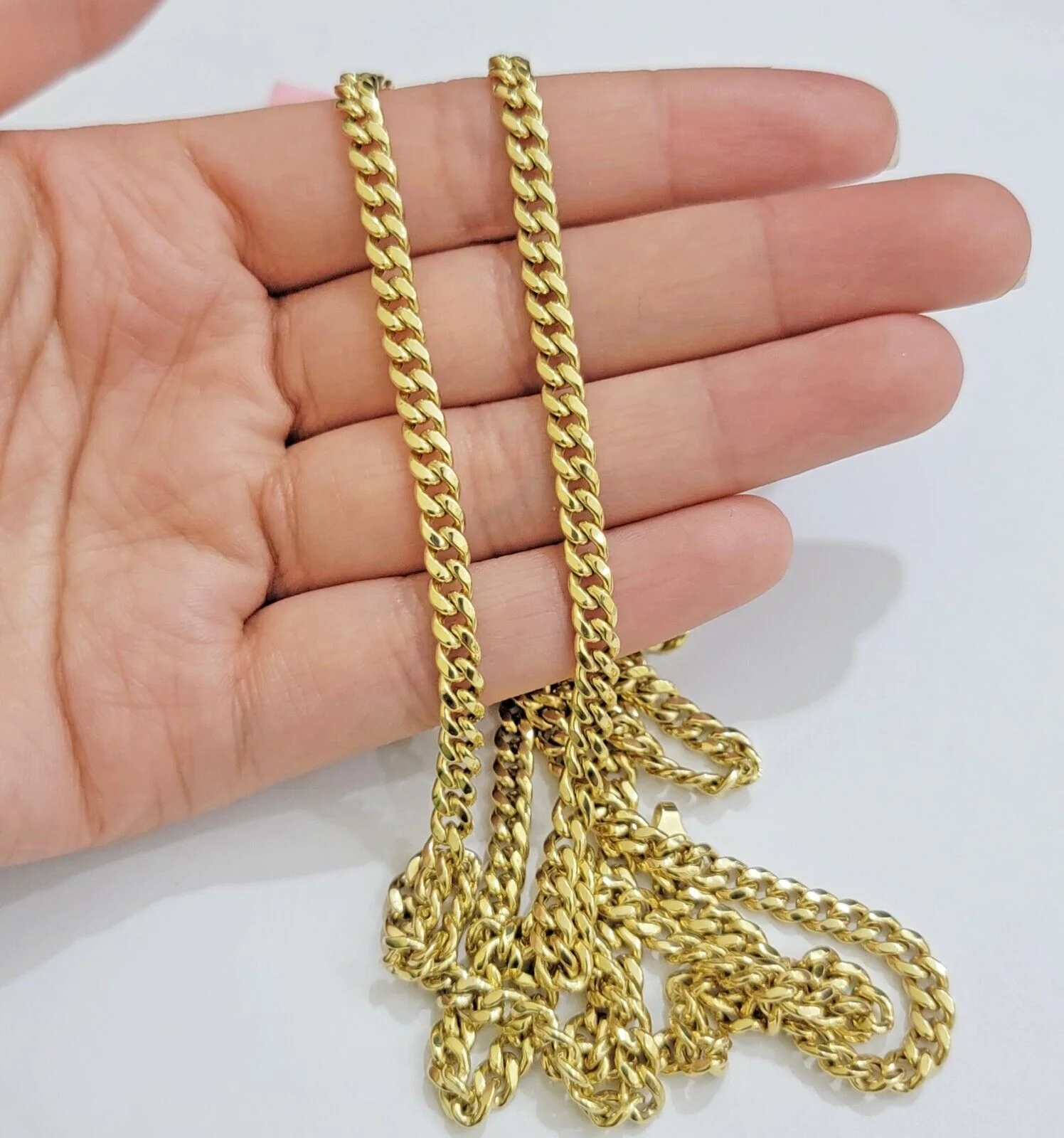 Real 14K Yellow Gold Chain Necklace Miami Cuban Link Chain 4.5mm 18" - 26'' Inch - Image 9
