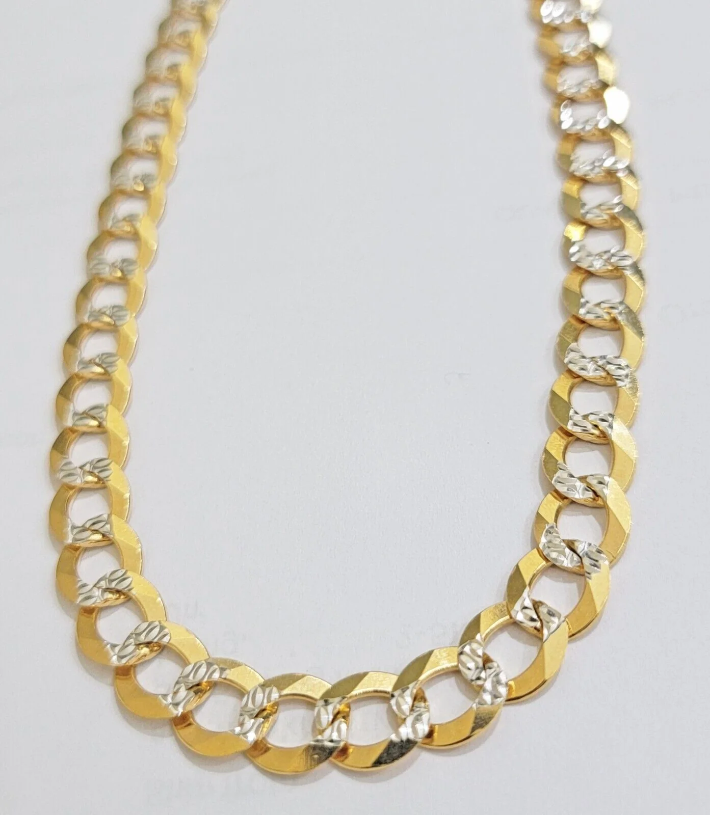 Real 14k Yellow Gold Chain Necklace Two-tone Cuban Curb Link 9.5mm 28 inch SOLID - Image 2