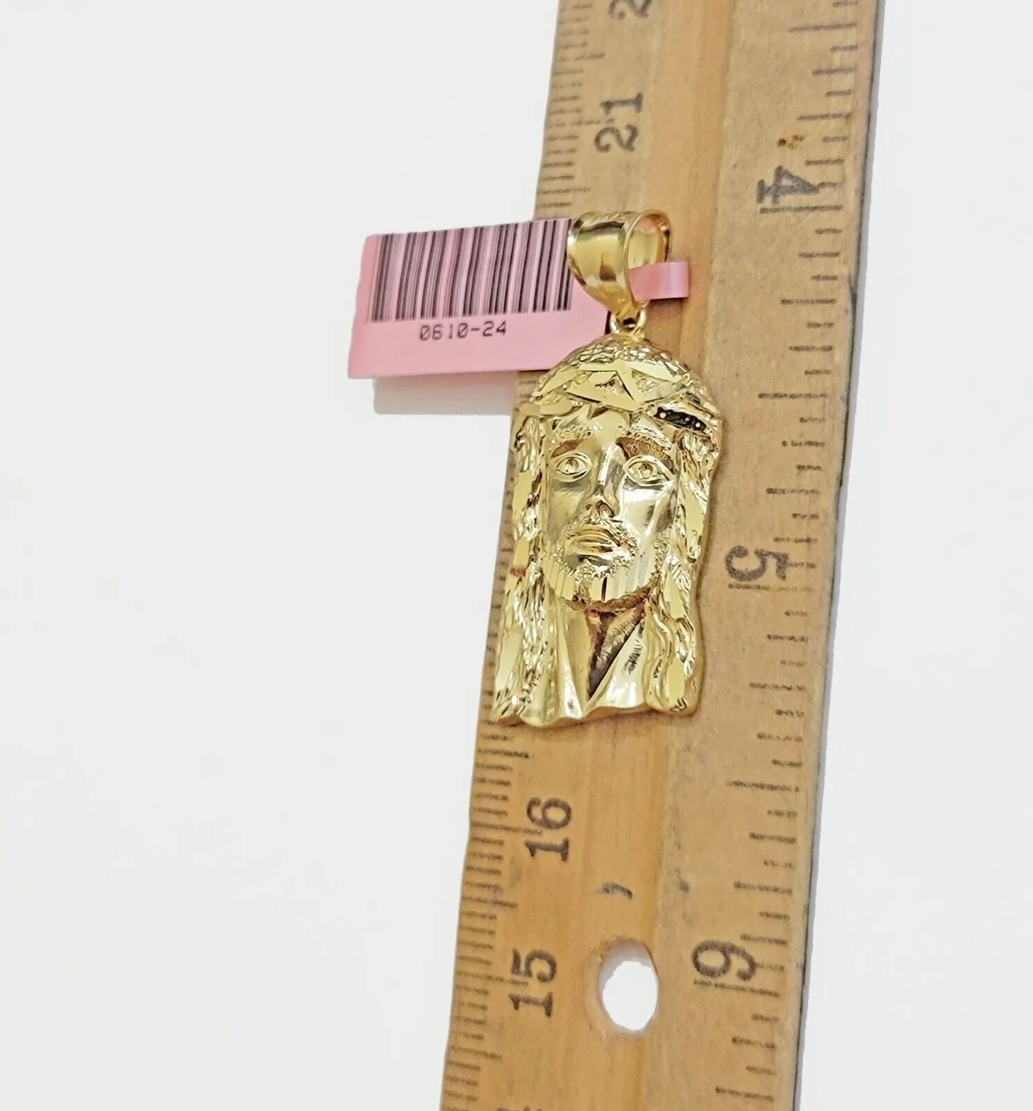 Real 14k Yellow Gold Charm Pendant Jesus Head 14 KT For Men Women, Diamond Cuts - Image 7