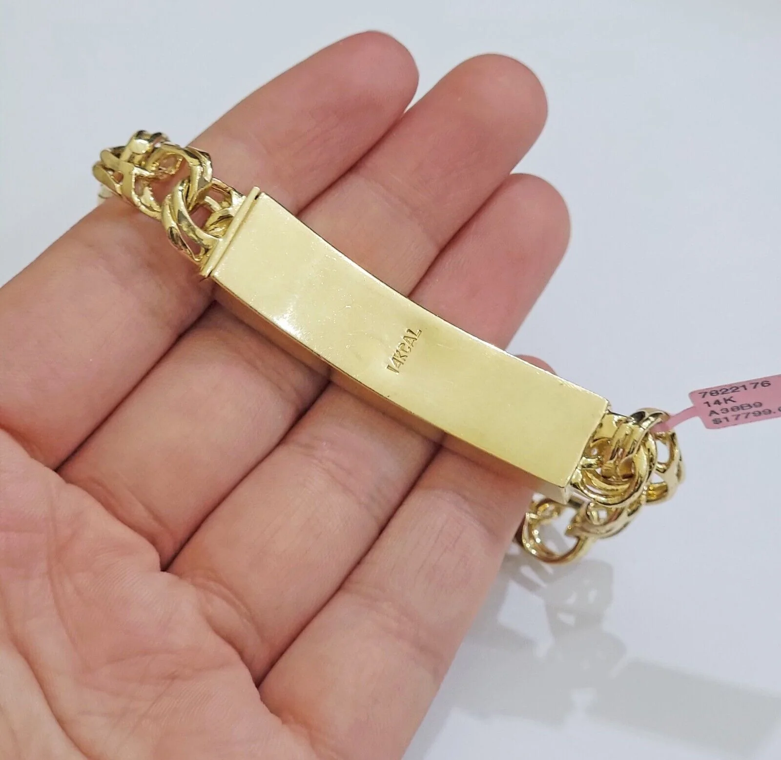 Real 14k Yellow Gold Chino Bracelet 8 Inch 10mm Men's Name Plate ID Link Solid - Image 9