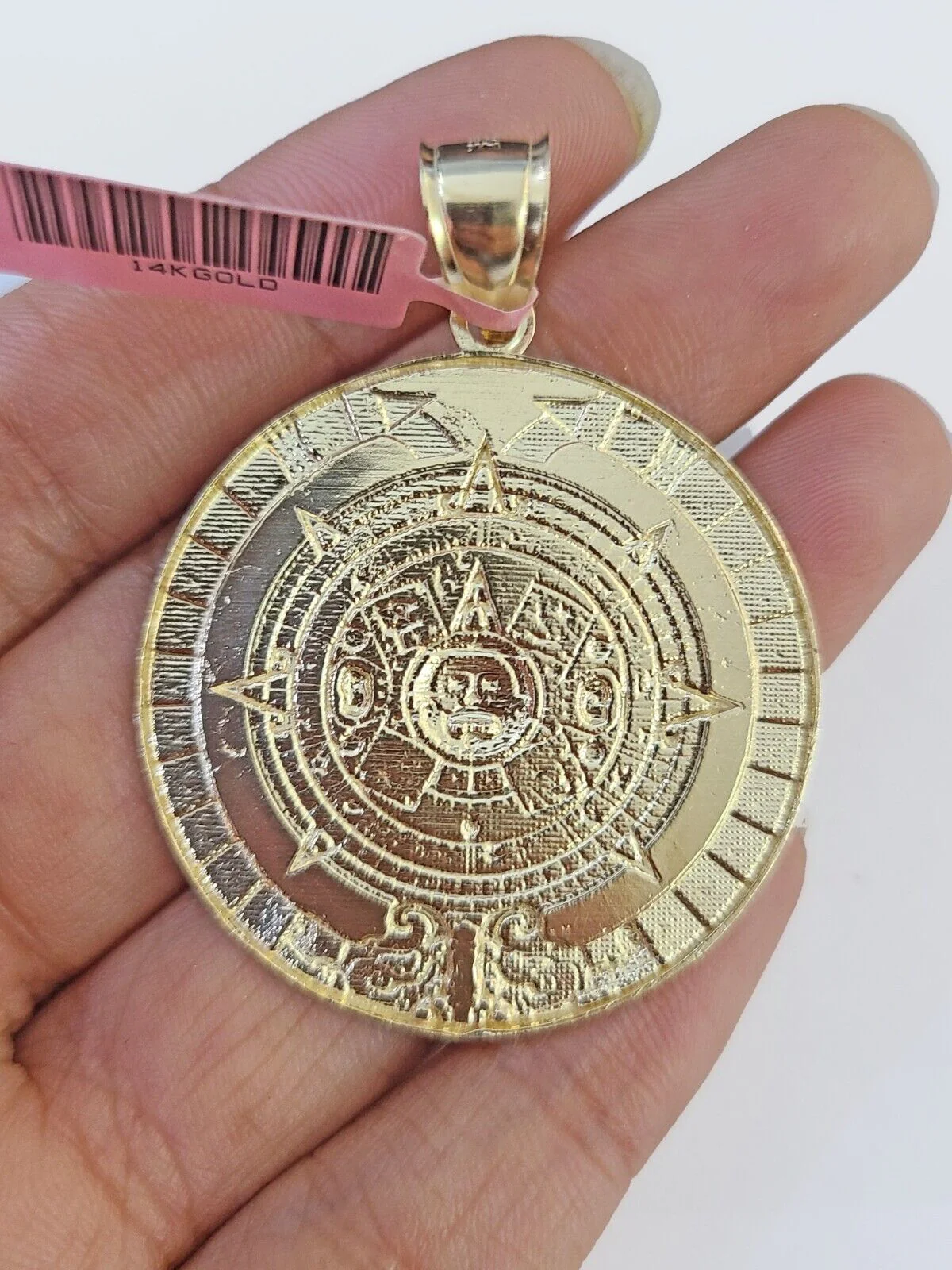 Real 14k Yellow Gold Circular Mayan Calendar / Pendant Charm 14kt - Image 3