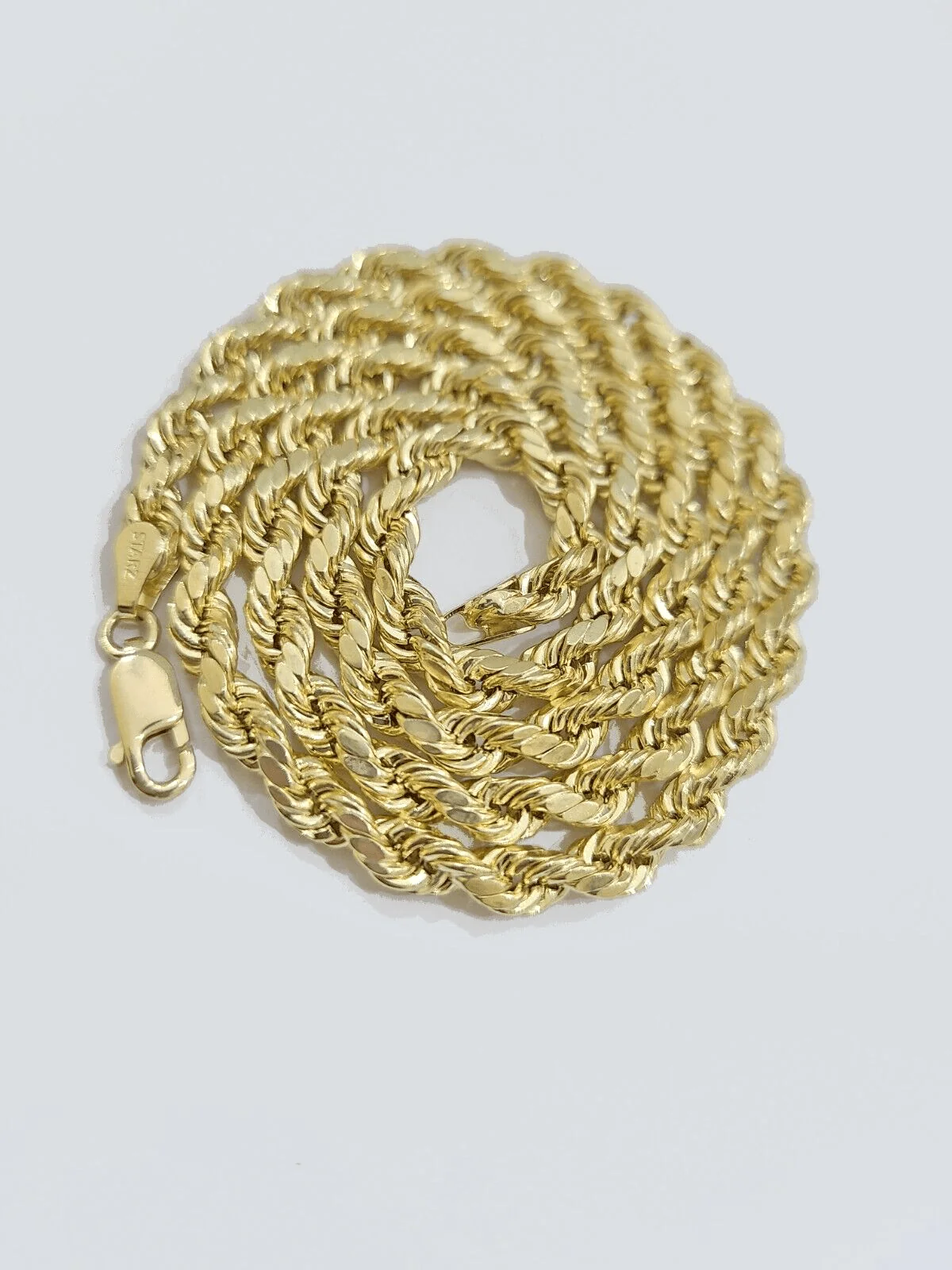 Real 14k Yellow Gold Cross Charm Rope Chain 4mm 18'' Necklace Pendant 14kt Jesus - Image 6