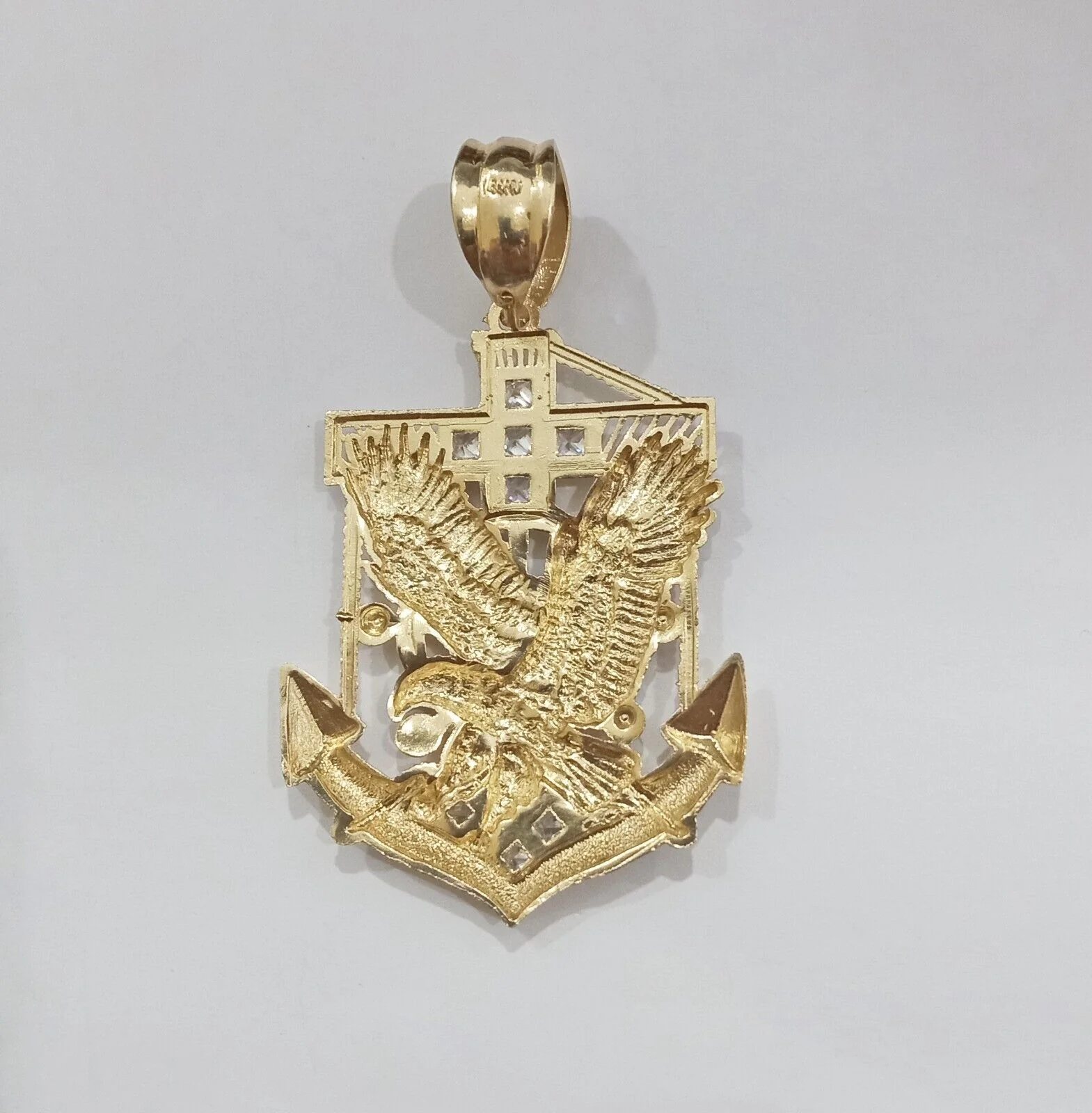 Real 14k Yellow Gold Eagle Anchor Charm Pendant 14kt Gold - Image 5
