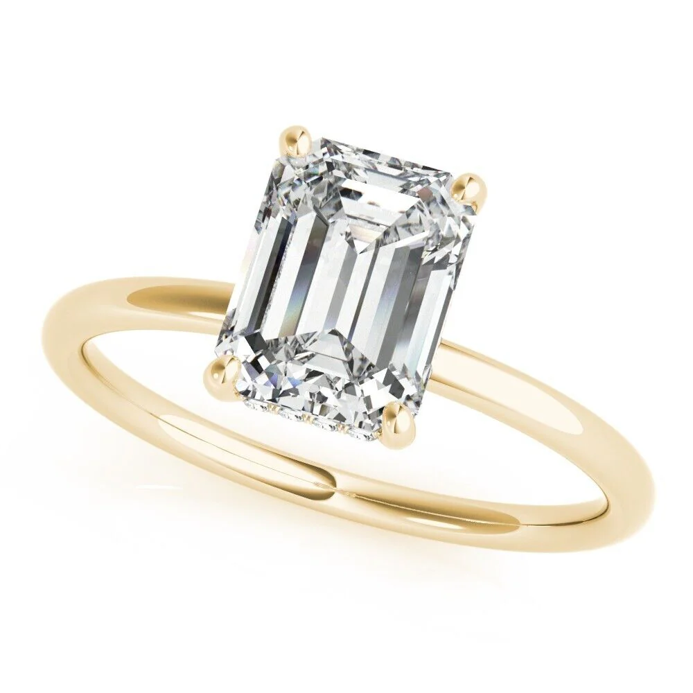 Real 14k Yellow Gold IGI Certified 3CT Lab Grown Diamond Ring VS Clarity Emerald Ring Sizes 6,7,8,9,10,11 & 12