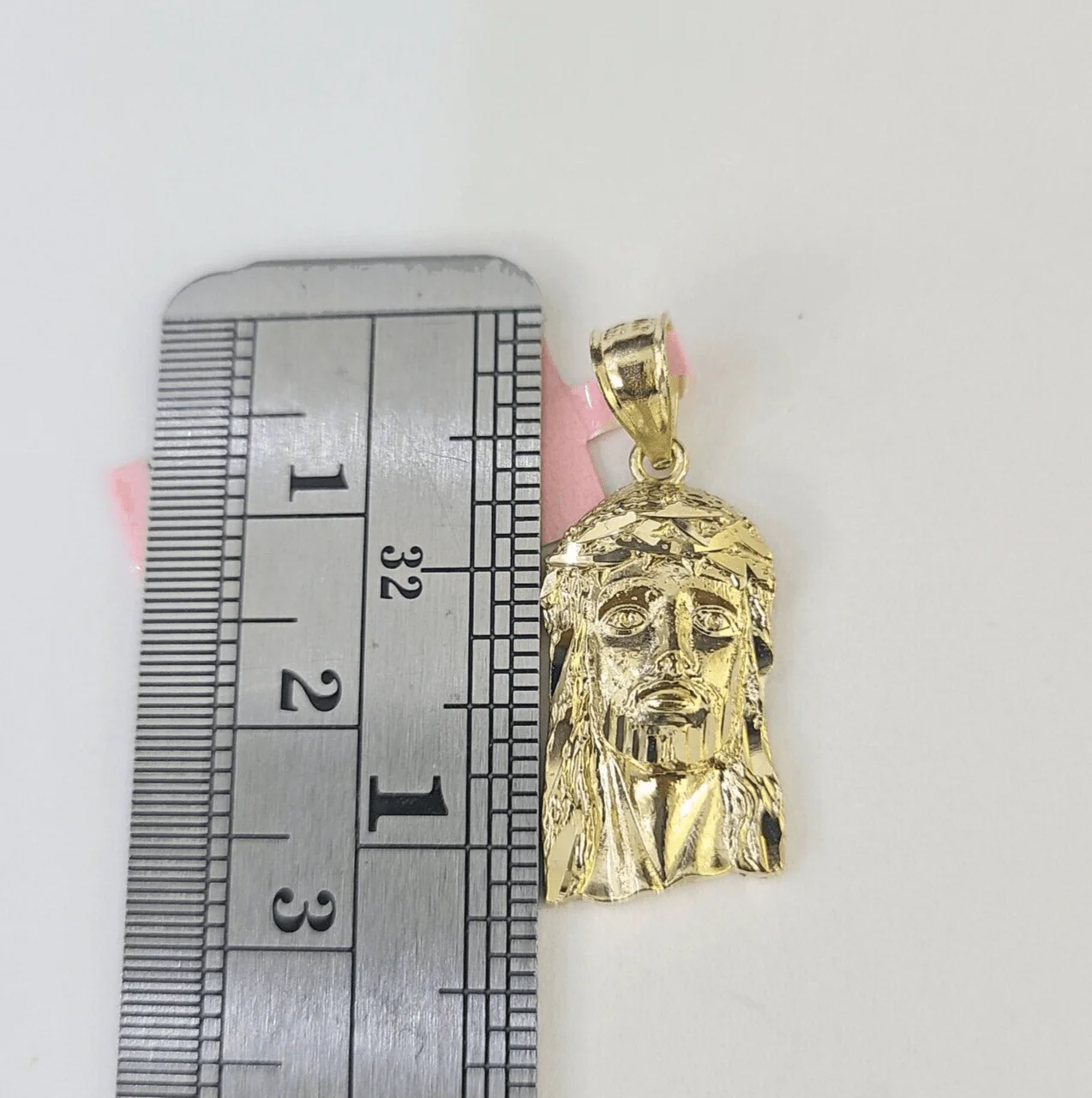 Real 14K Yellow Gold Jesus Head Pendant Charm Genuine 1" - Image 3