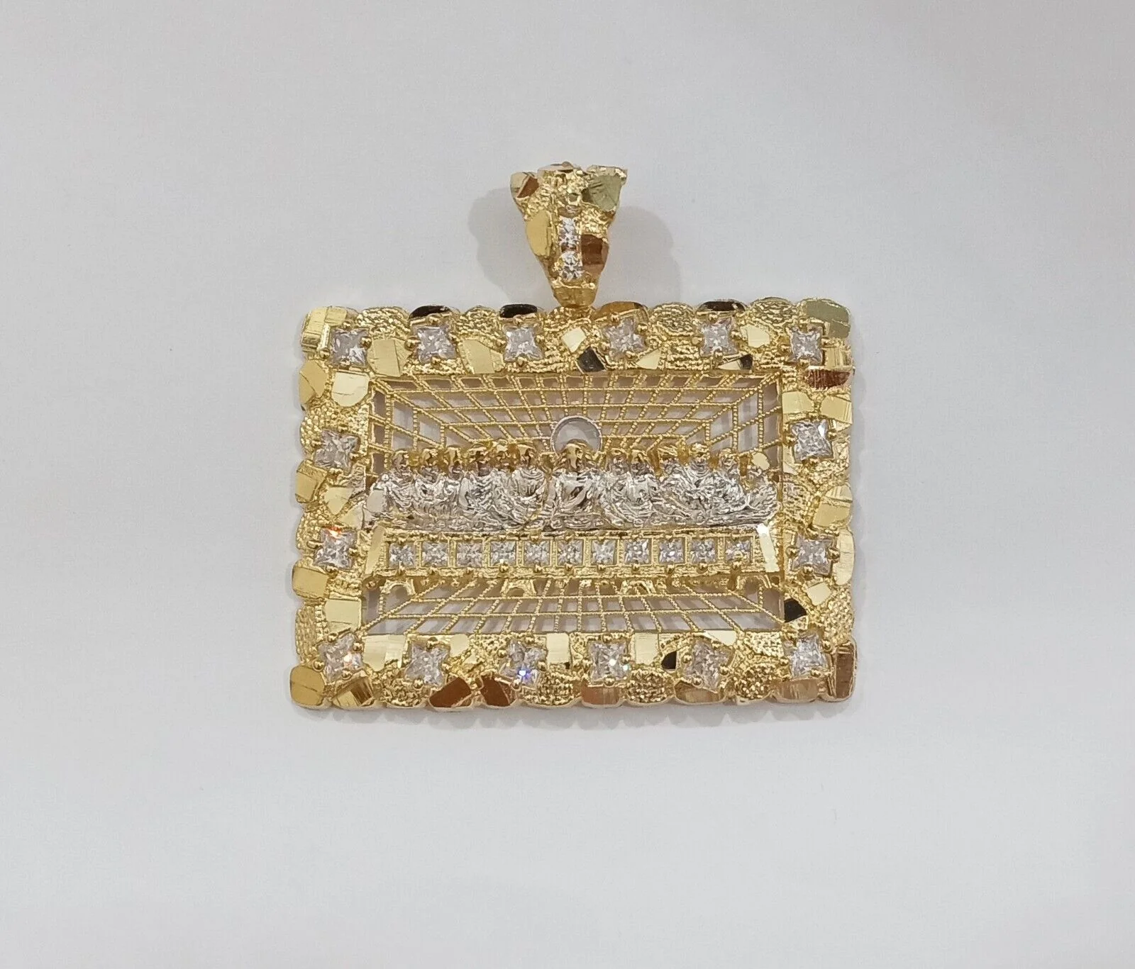 Real 14k Yellow Gold Last Supper Nugget Charm Pendant 2.0 inch 14kt Gold - Image 3
