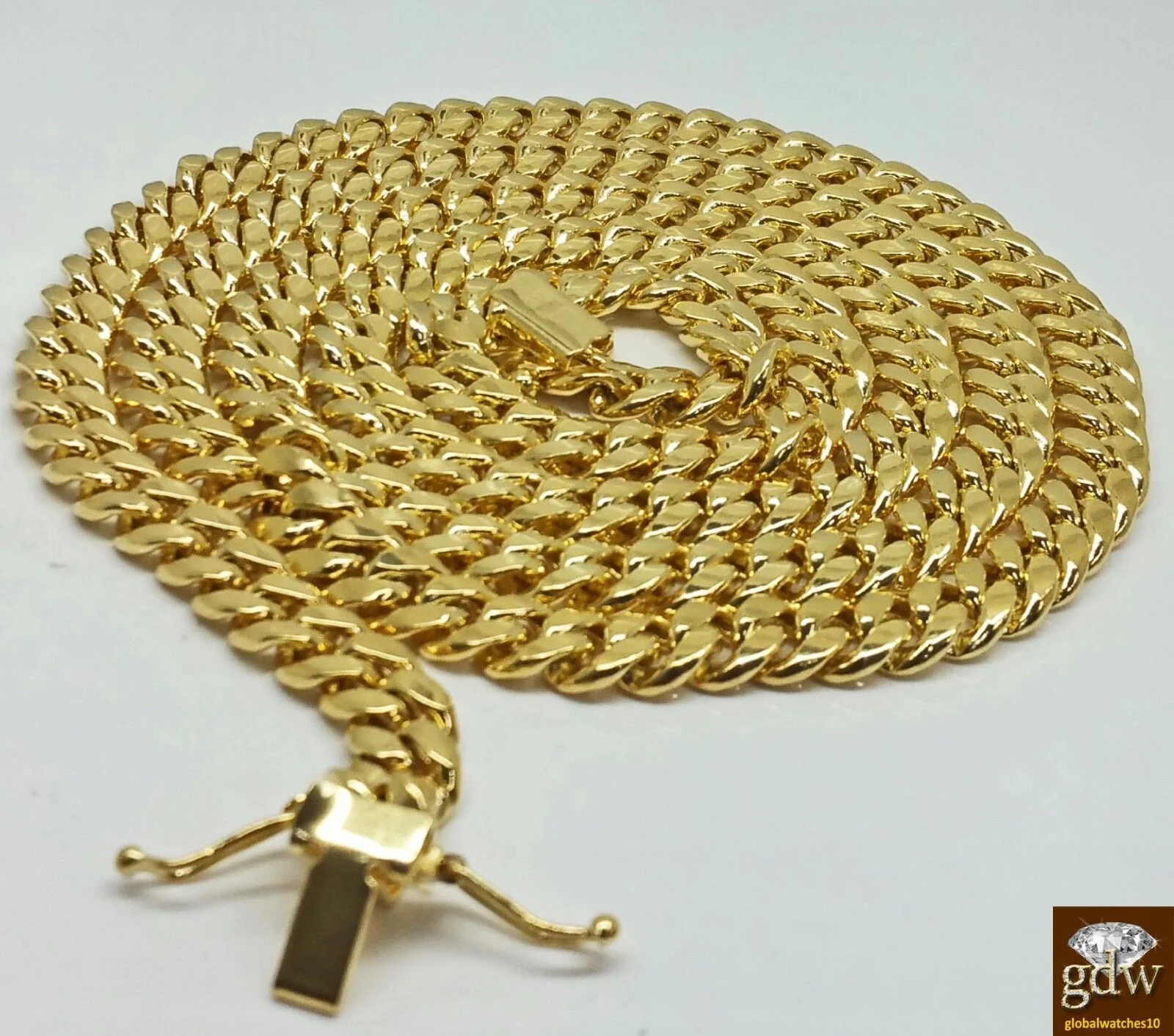 Real 14K Yellow Gold Miami Cuban Chain Necklace 24" inch 8mm Men Link Box Clasp - Image 2