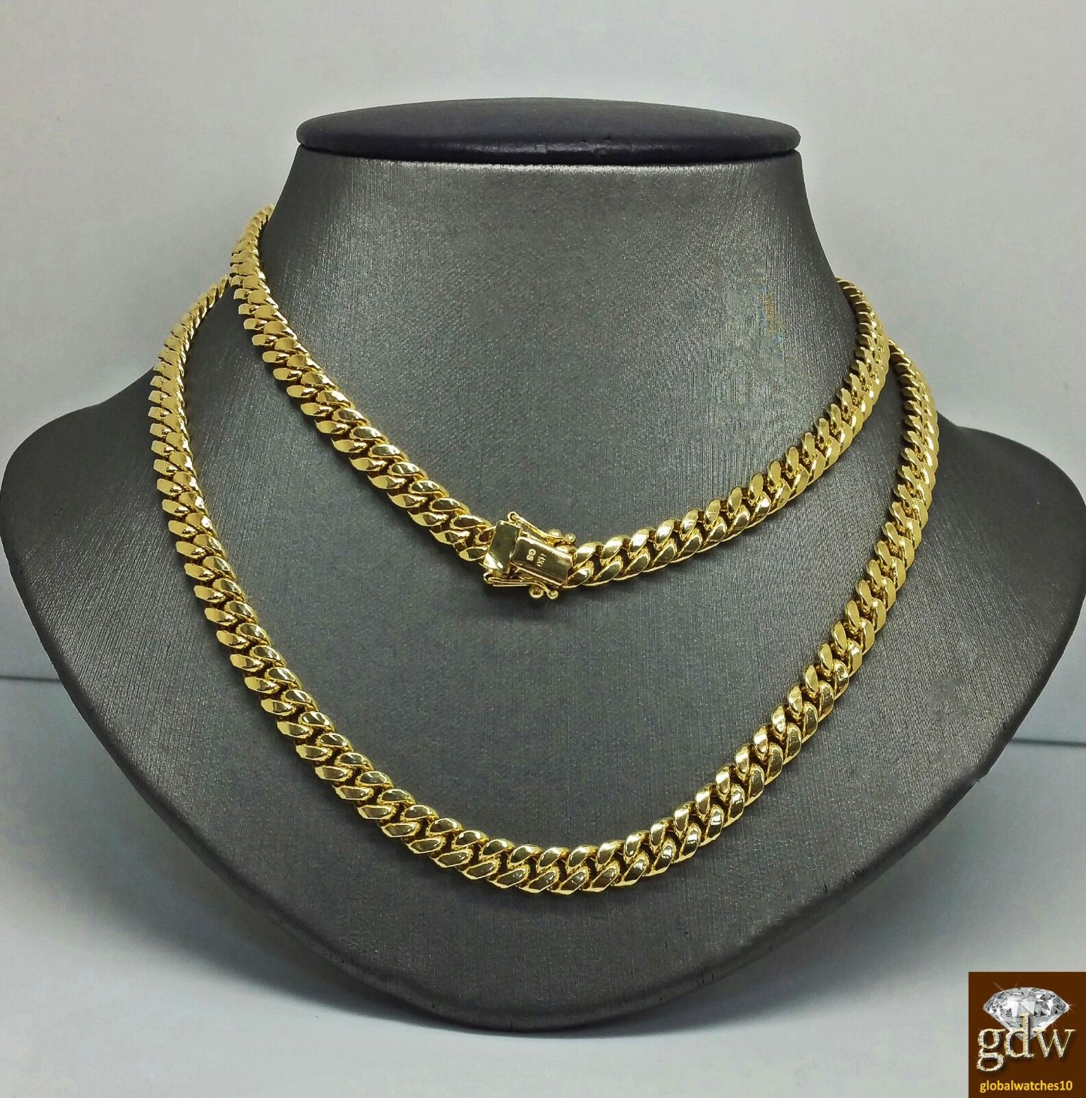 Real 14K Yellow Gold Miami Cuban Chain Necklace 24" inch 8mm Men Link Box Clasp - Image 4