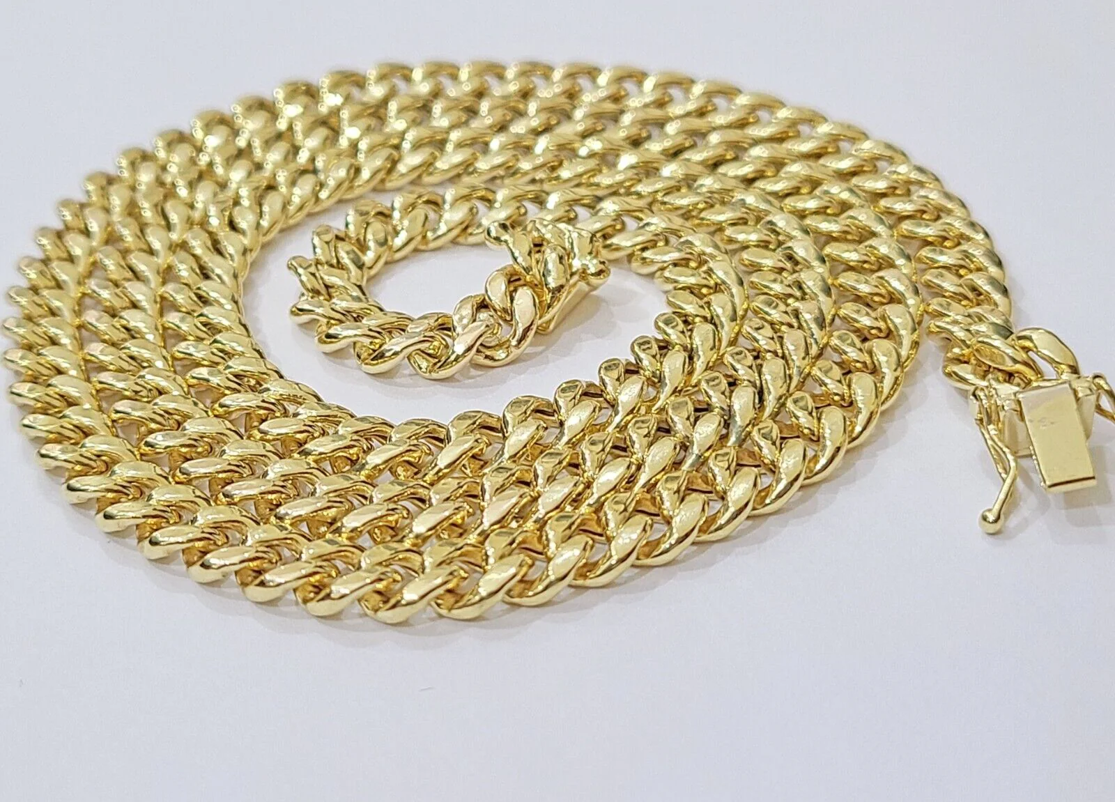 Real 14k Yellow Gold Miami Cuban Link Chain 7mm 22" Necklace Box Lock - Image 4