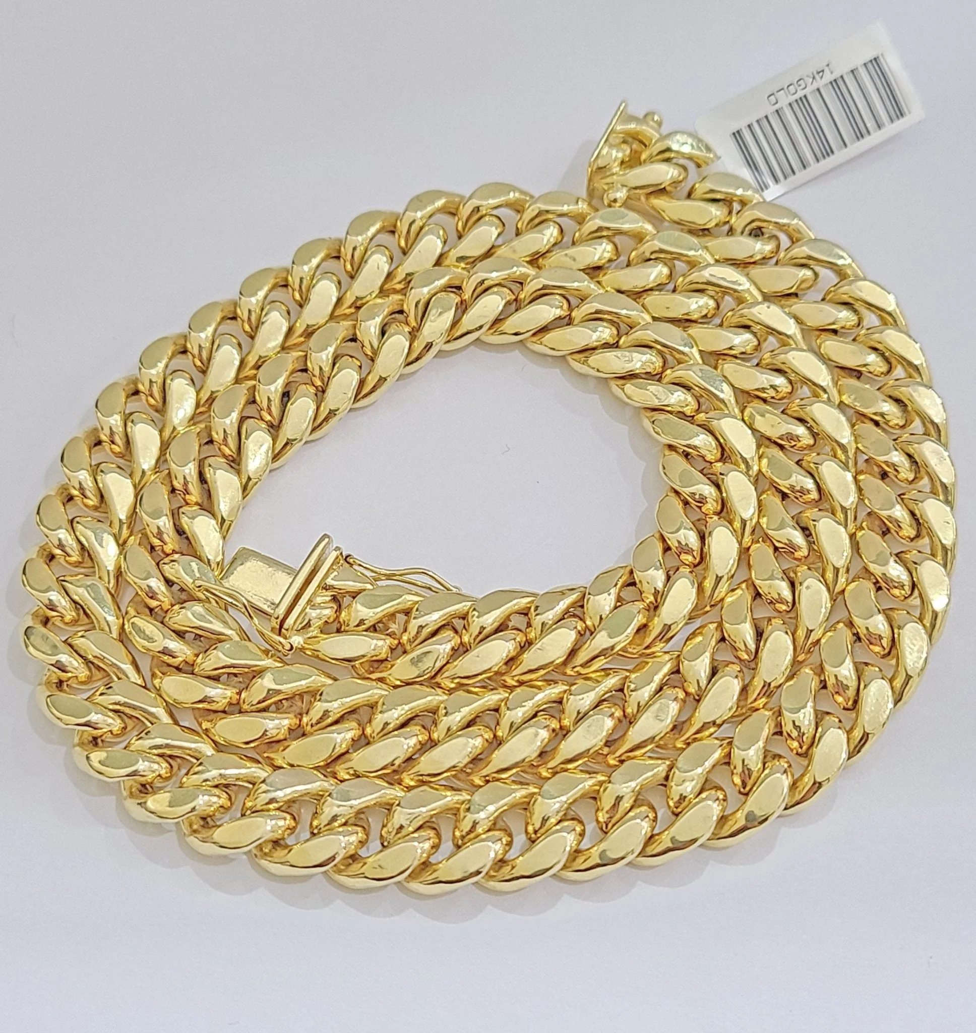 Real 14k Yellow Gold Miami Cuban Link Chain 9mm 28" Necklace Box Lock For Men's