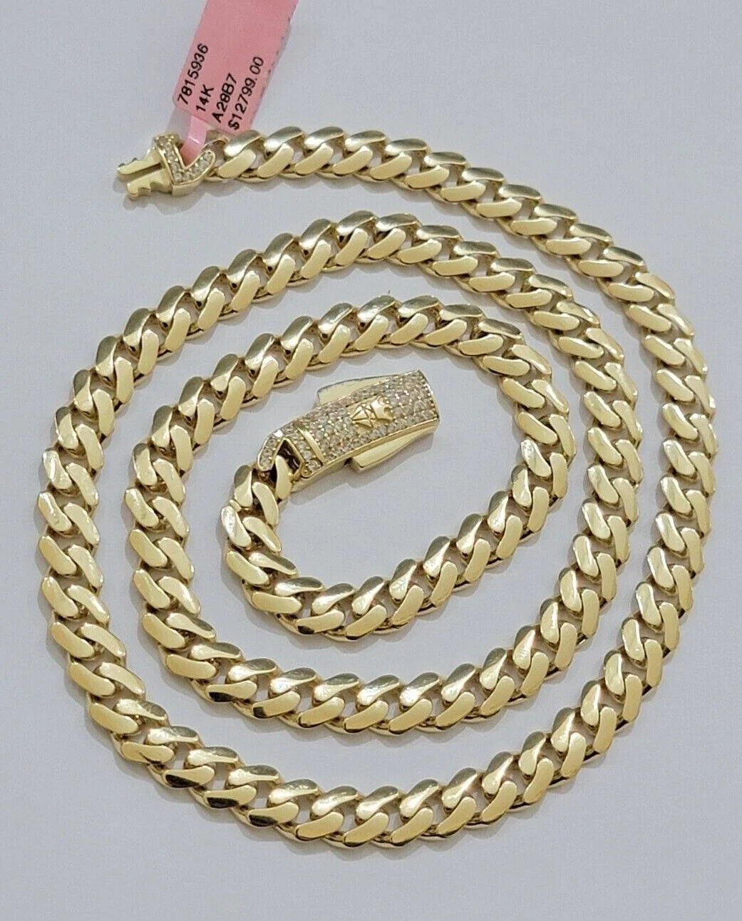 Real 14k Yellow Gold Monaco Chain Necklace 20" 22'' 24'' 26" Inch 7mm 14kt SALE - Image 2