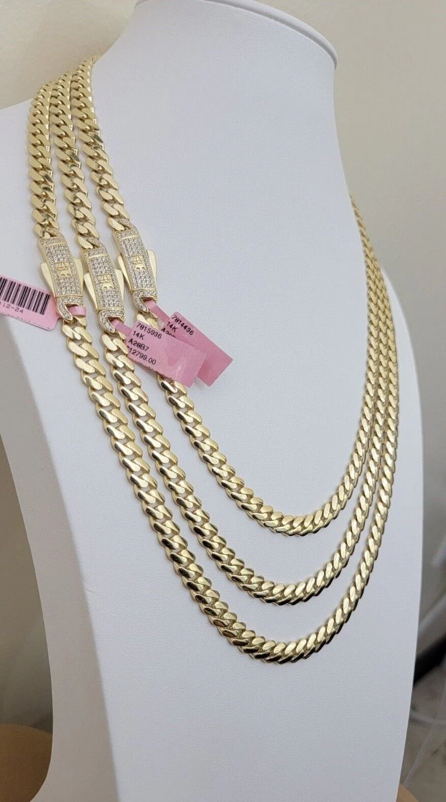 Real 14k Yellow Gold Monaco Chain Necklace 20" 22'' 24'' 26" Inch 7mm 14kt SALE - Image 3