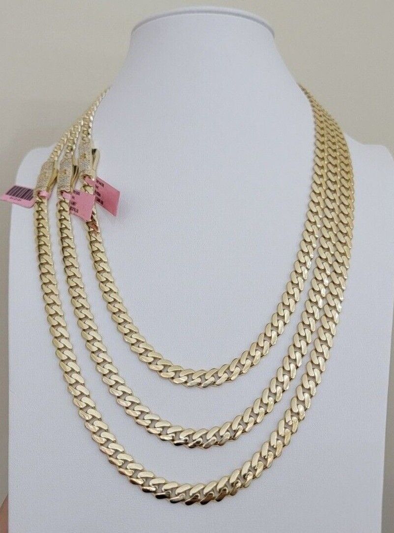 Real 14k Yellow Gold Monaco Chain Necklace 20" 22'' 24'' 26" Inch 7mm 14kt SALE - Image 4