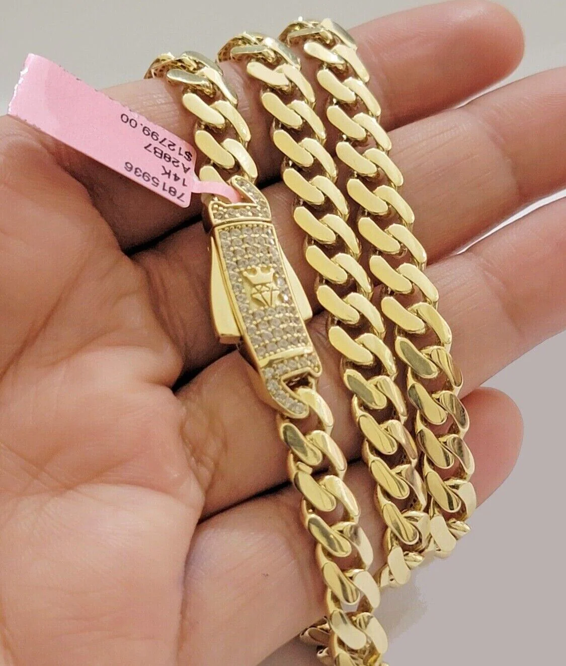 Real 14k Yellow Gold Monaco Chain Necklace 20" 22'' 24'' 26" Inch 7mm 14kt SALE - Image 6