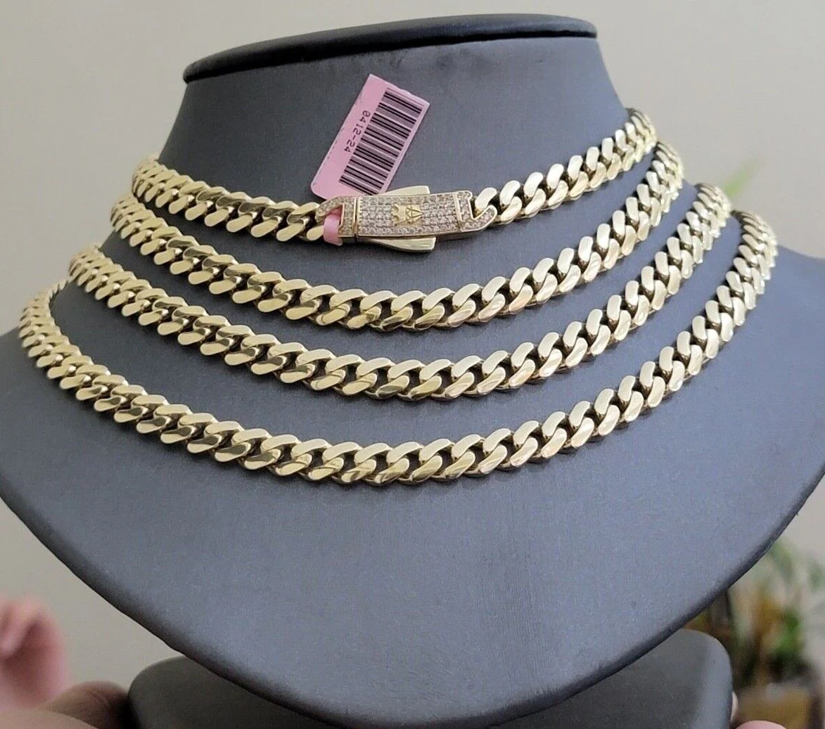 Real 14k Yellow Gold Monaco Chain Necklace 20" 22'' 24'' 26" Inch 7mm 14kt SALE - Image 7