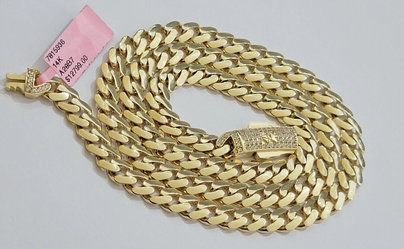 Real 14k Yellow Gold Monaco Chain Necklace 20" 22'' 24'' 26" Inch 7mm 14kt SALE - Image 9