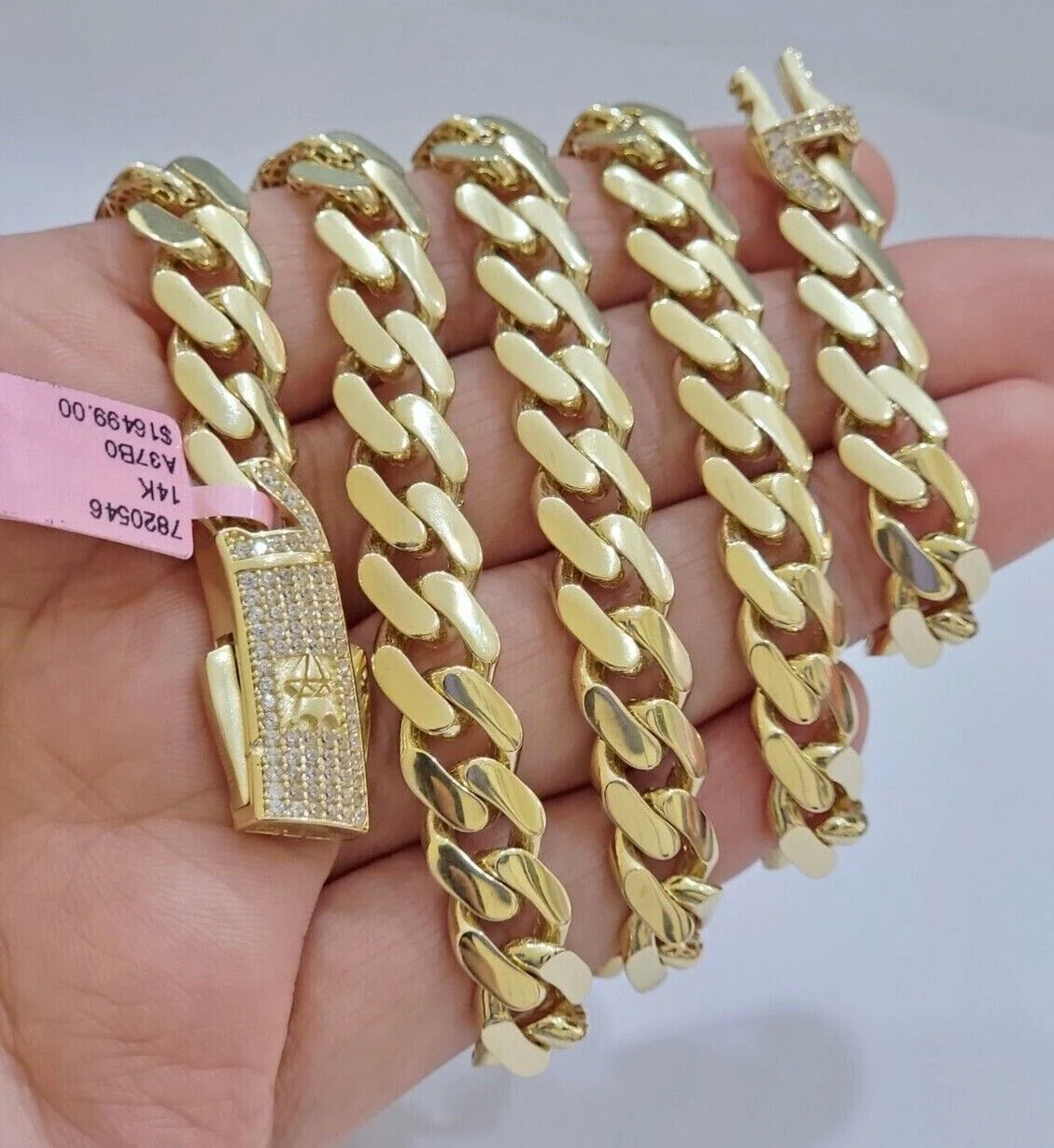 Real 14k Yellow Gold Monaco Chain Necklace 20" 22'' 24'' 26" Inch 9mm 14kt SALE - Image 2