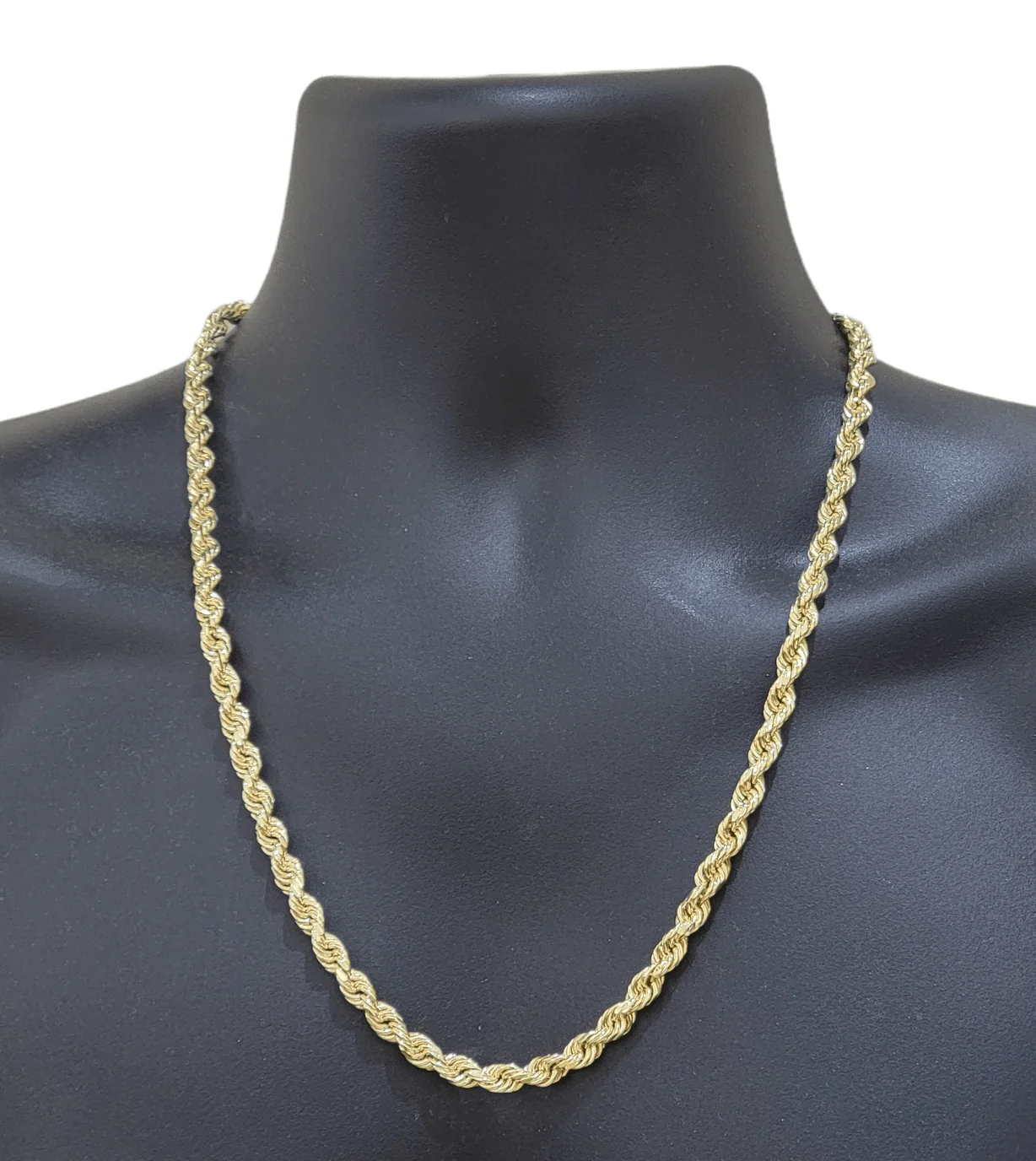 Real 14k Yellow Gold Necklace Rope Chain 5mm 20" inch 14kt Men's Chain For Charm