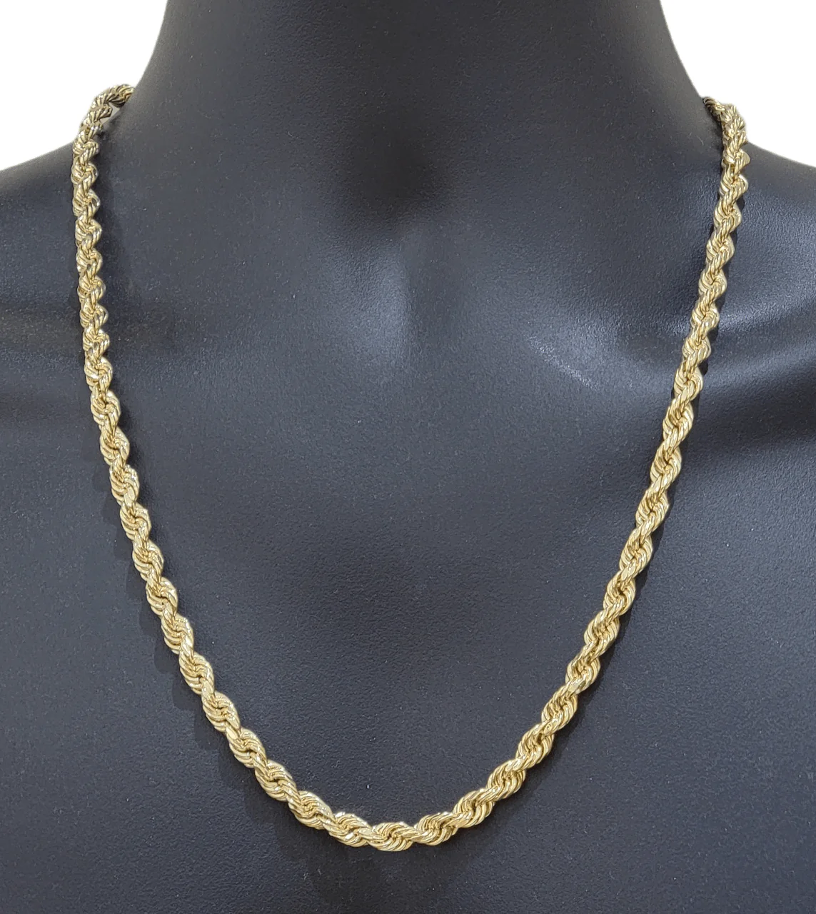 Real 14k Yellow Gold Necklace Rope Chain 5mm 20" inch 14kt Men's Chain For Charm - Image 5