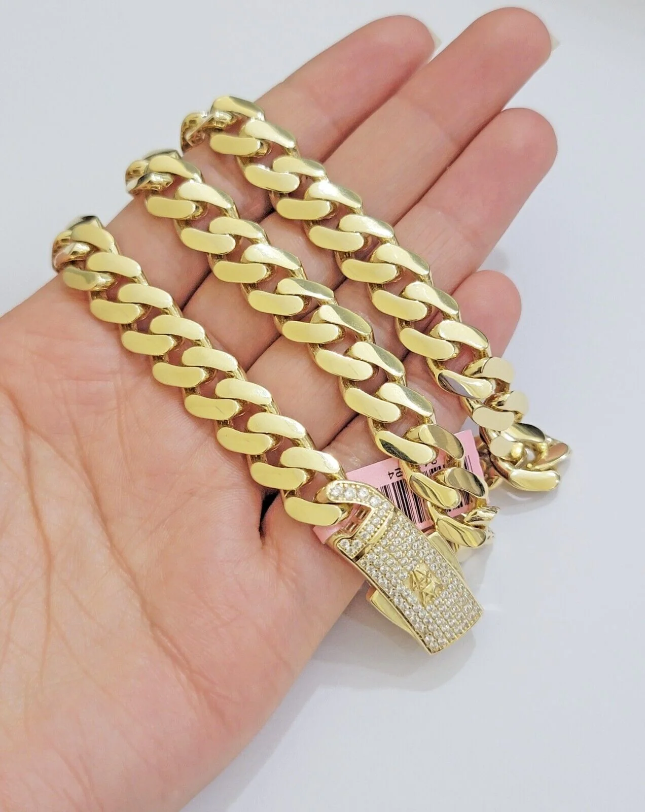 Real 14K Yellow Gold Necklace Royal Monaco Chain 10mm chain 22Inch Mens Puro ORO - Image 6