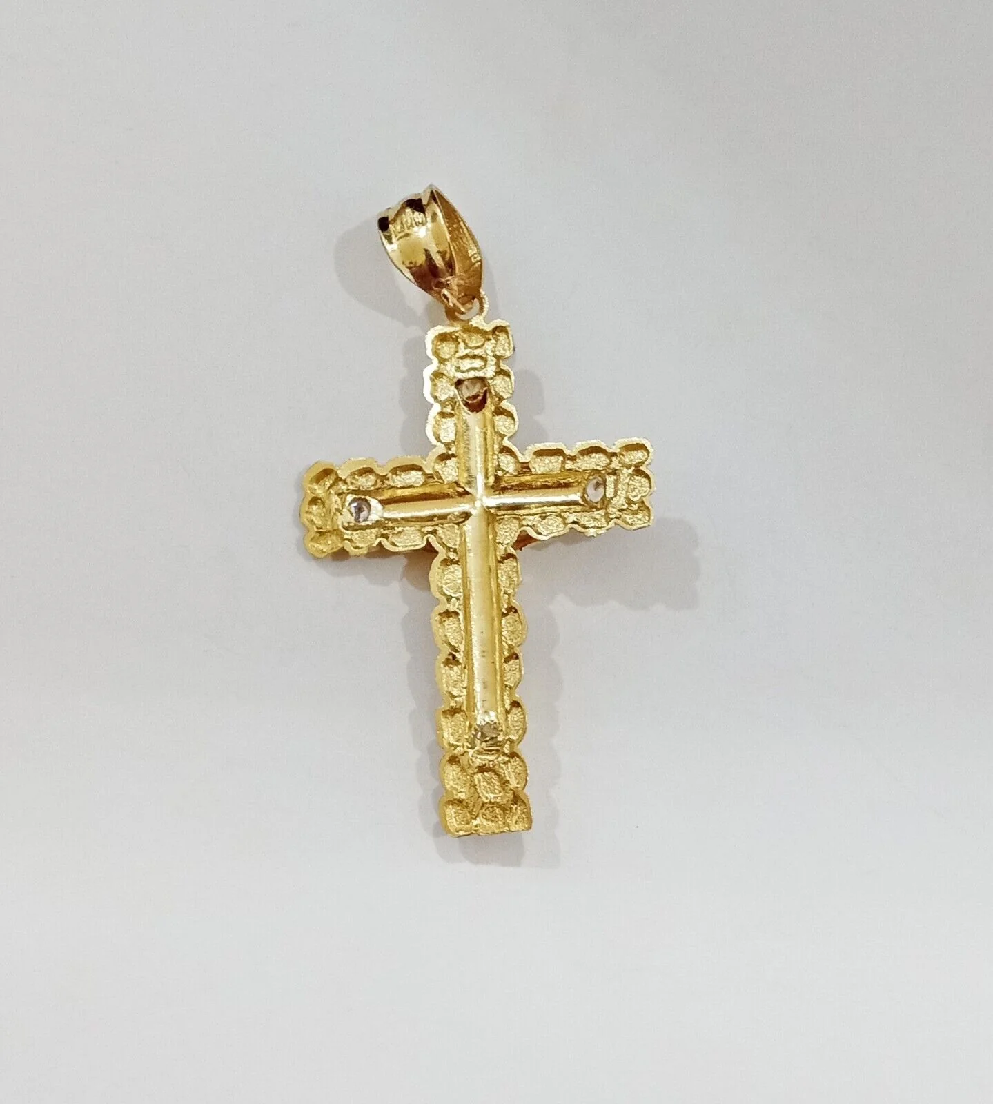 Real 14k Yellow Gold Nugget Jesus Cross Charm Pendant 2" 14kt Gold - Image 7