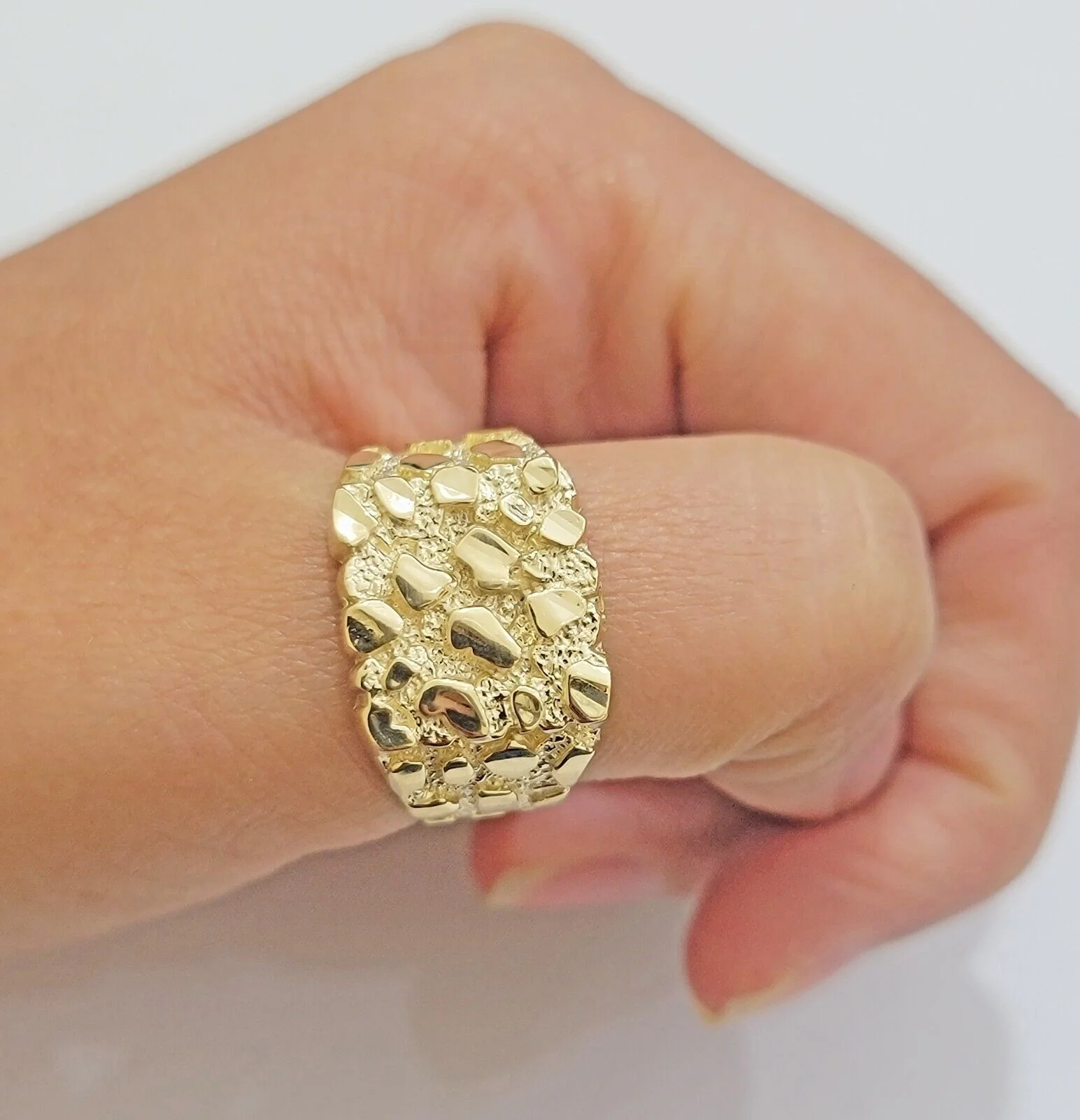 Real 14k Yellow Gold Nugget Ring For Men's Genuine 14kt casual or Pinky Ring - Image 3