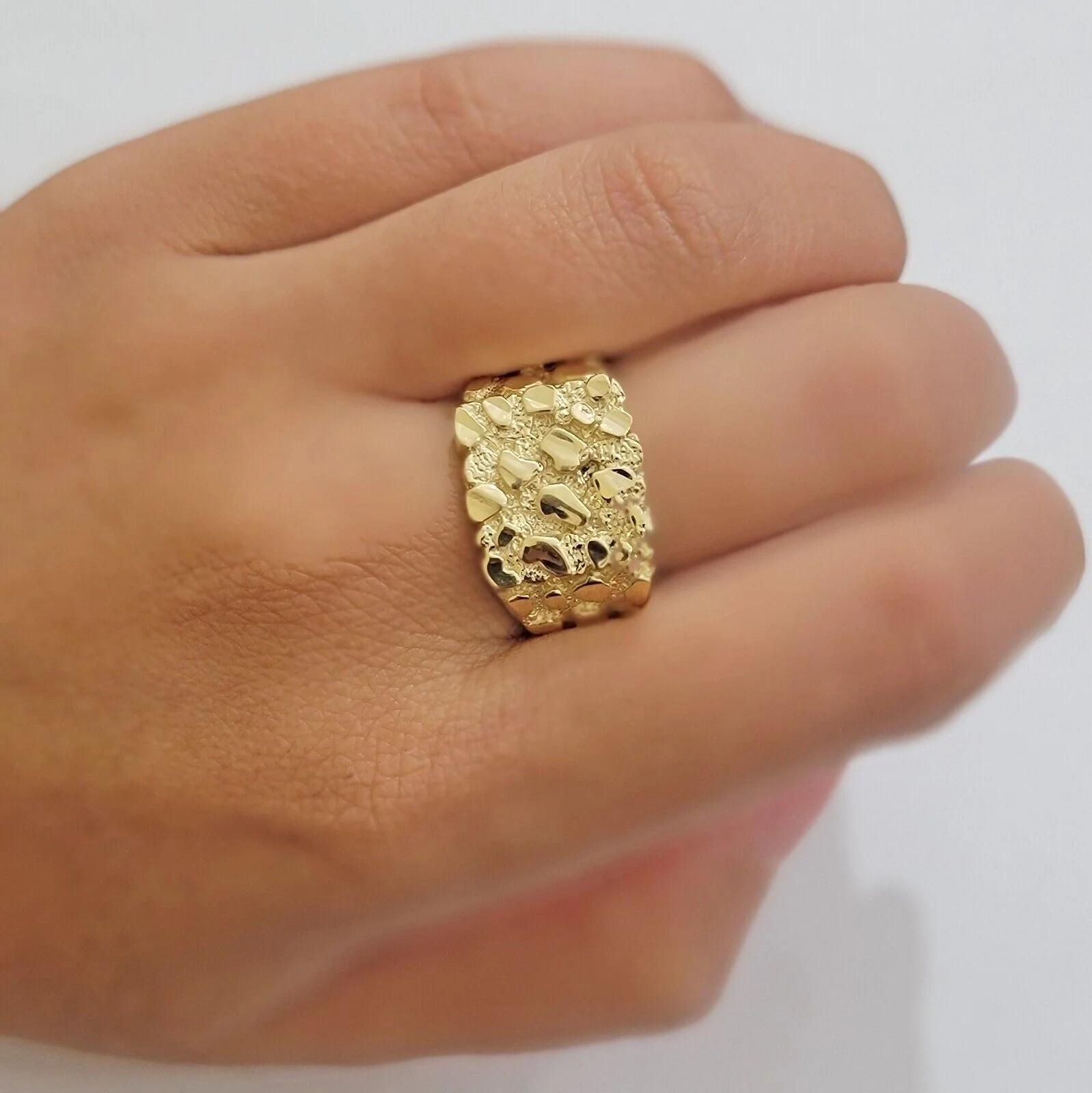 Real 14k Yellow Gold Nugget Ring For Men's Genuine 14kt casual or Pinky Ring - Image 4