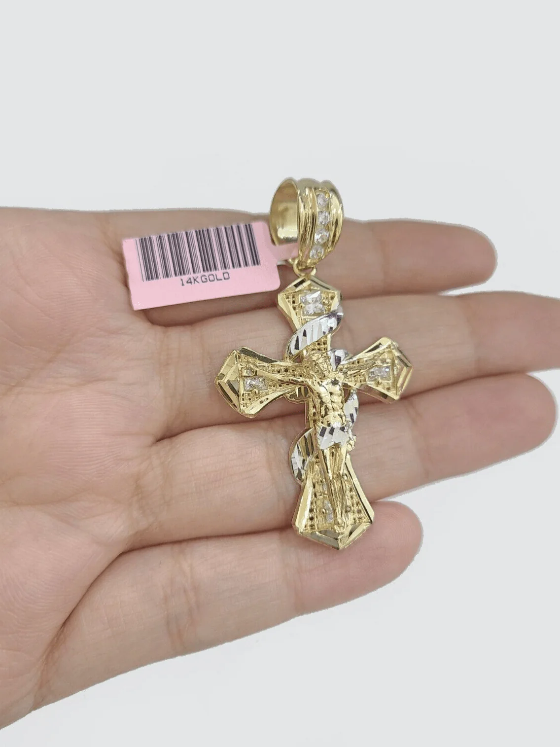 Real 14k Yellow Gold Rope Chain 5mm 18'' Necklace Jesus Cross Charm Pendant 14kt - Image 12
